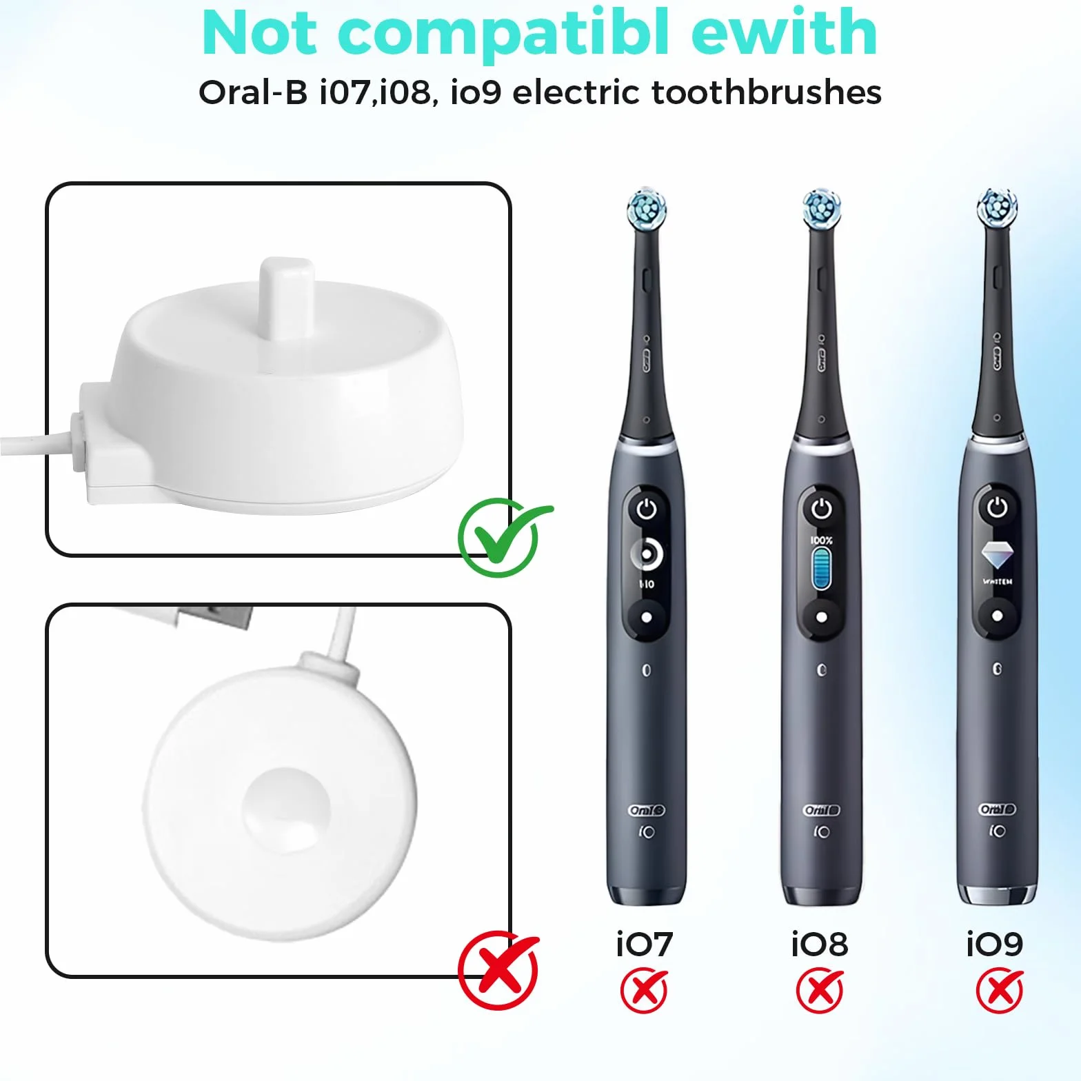 Ładowarka do szczoteczek do zębów z elektryczną szczoteczką do zębów Braun Oral B Vitality Pro Pro 3 3500 Series 3 Plus Genius X iO2 iO3 iO4 iO5 iO6 Ładowarka do szczoteczek do zębów Kabel ładujący