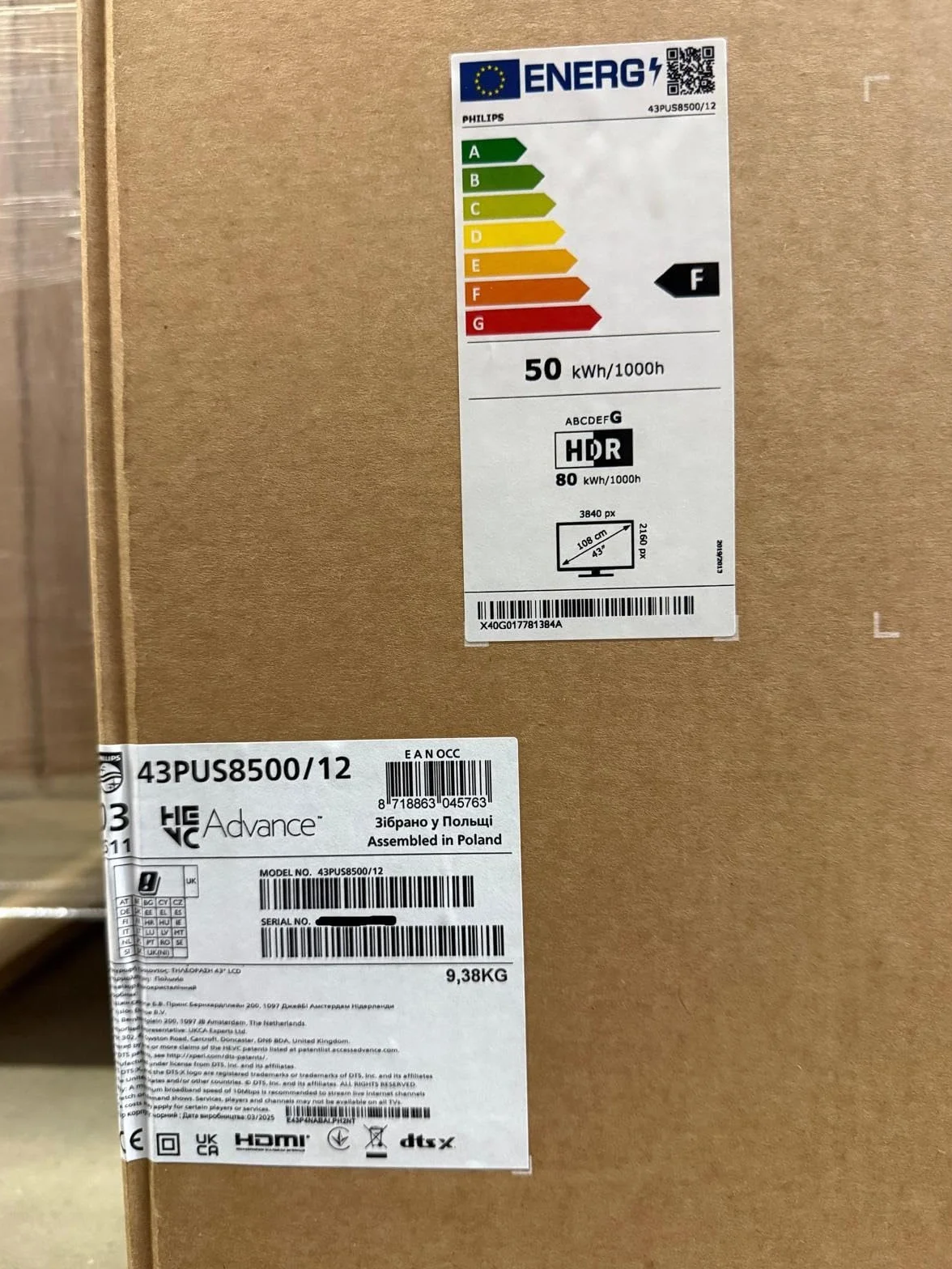 Philips Ambilight 43PUS8500 4K LED Smart TV 43 cali Pixel Precise Ultra HD Titan OS Dolby Atmos