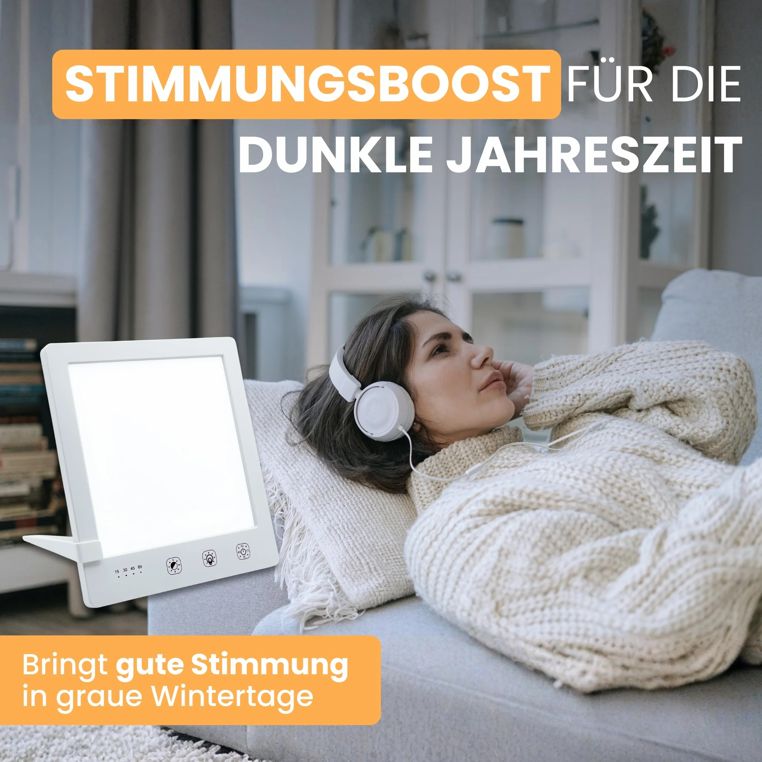 Lampa dzienna do 10 000 luksów, lampa terapeutyczna symulująca światło dzienne, lampa terapeutyczna daylight sad lamp, prysznic ze stojakiem, torbą i kablem USB-C