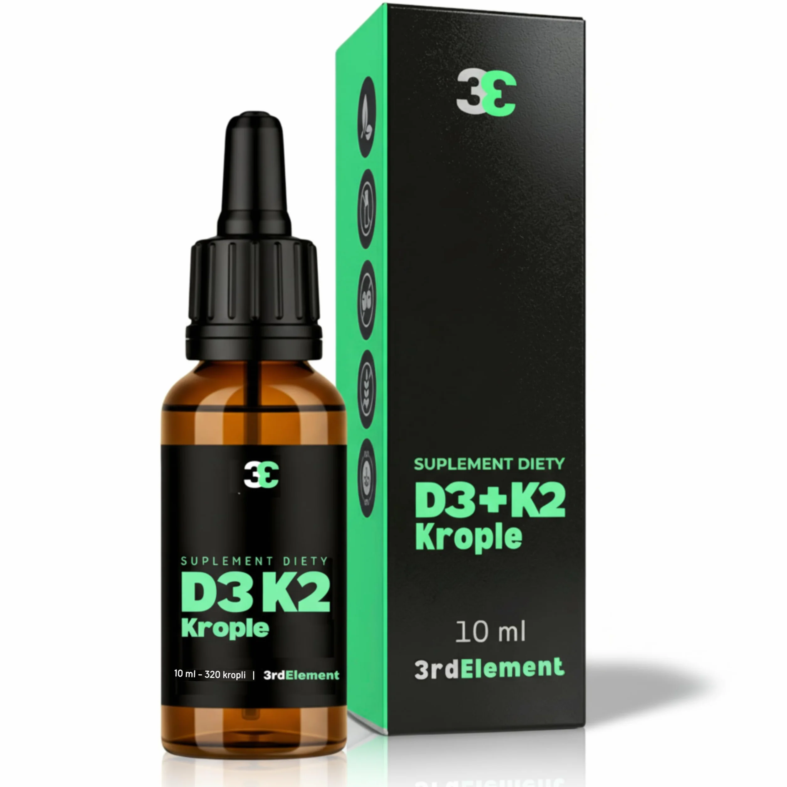 Witamina D3 K2 w kroplach 10 ml | D3 2000 iu | Wysoka przyswajalność | Wspiera odporność, kości i mięśnie