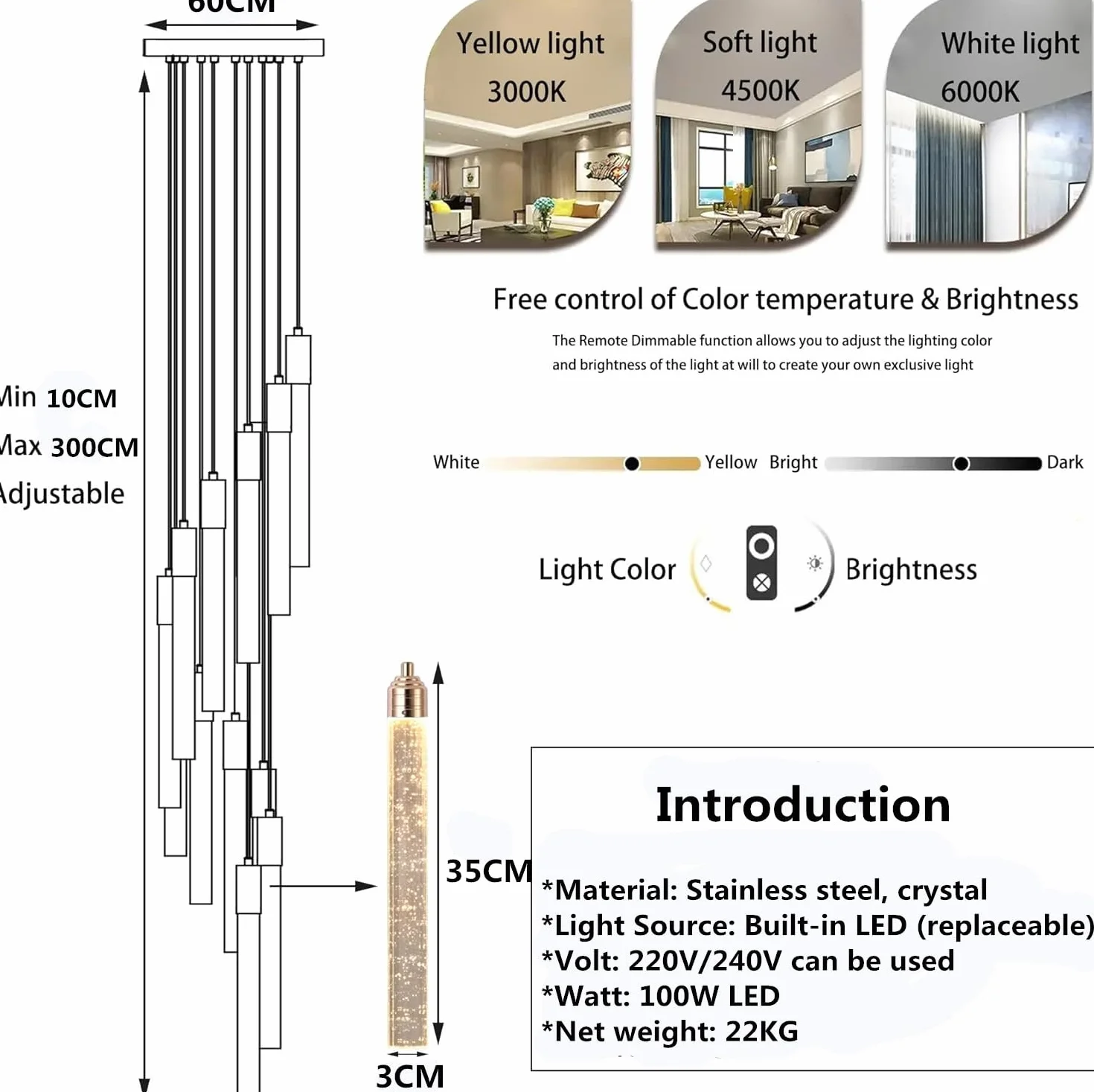 Lampa wisząca LED nowoczesny kryształowy spadek wysoki żyrandol sufitowy oprawa oświetleniowa duża lampa wejściowa wewnętrzne żyrandole oświetleniowe do salonu wejście przedpokój schody