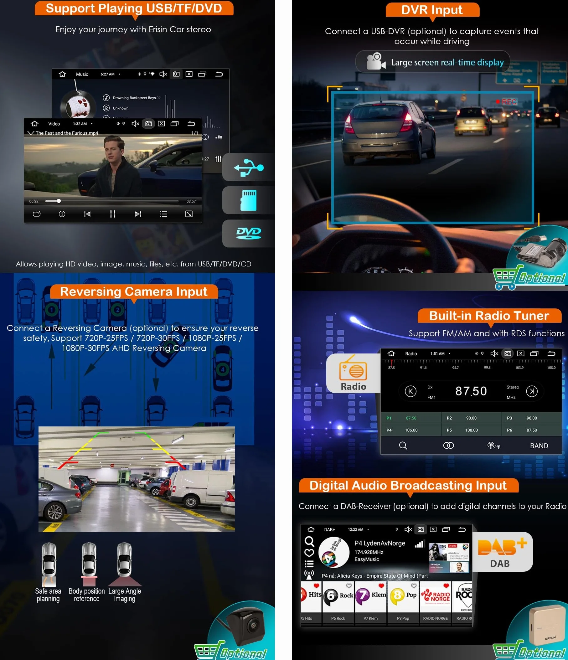 Erisin Android 14 radio samochodowe GPS nawigacja 8-rdzeniowy 4 GB 64 GB do Alfa Romeo Brera Spider 159 Sportwagon CarPlay Android Auto DAB+ Bluetooth 5.0