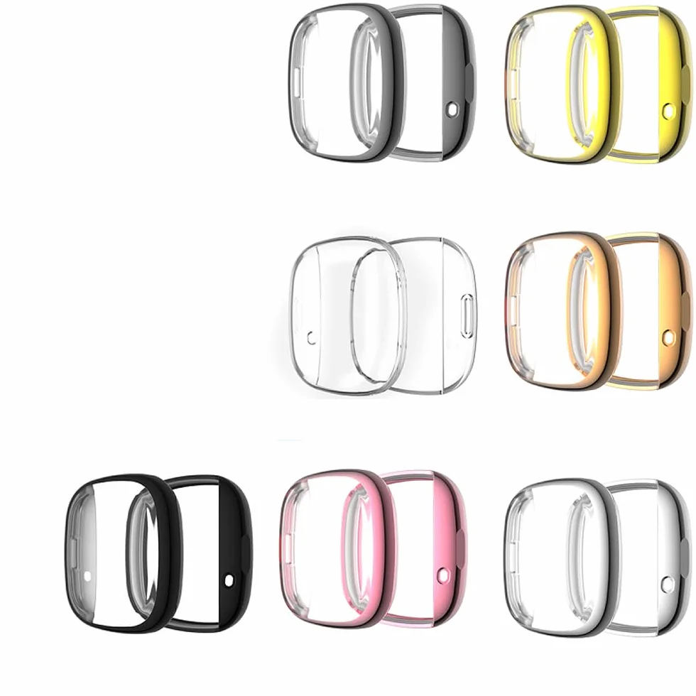 Etui Fitbit Versa 3/Sense folia ochronna silikon TPU srebrne