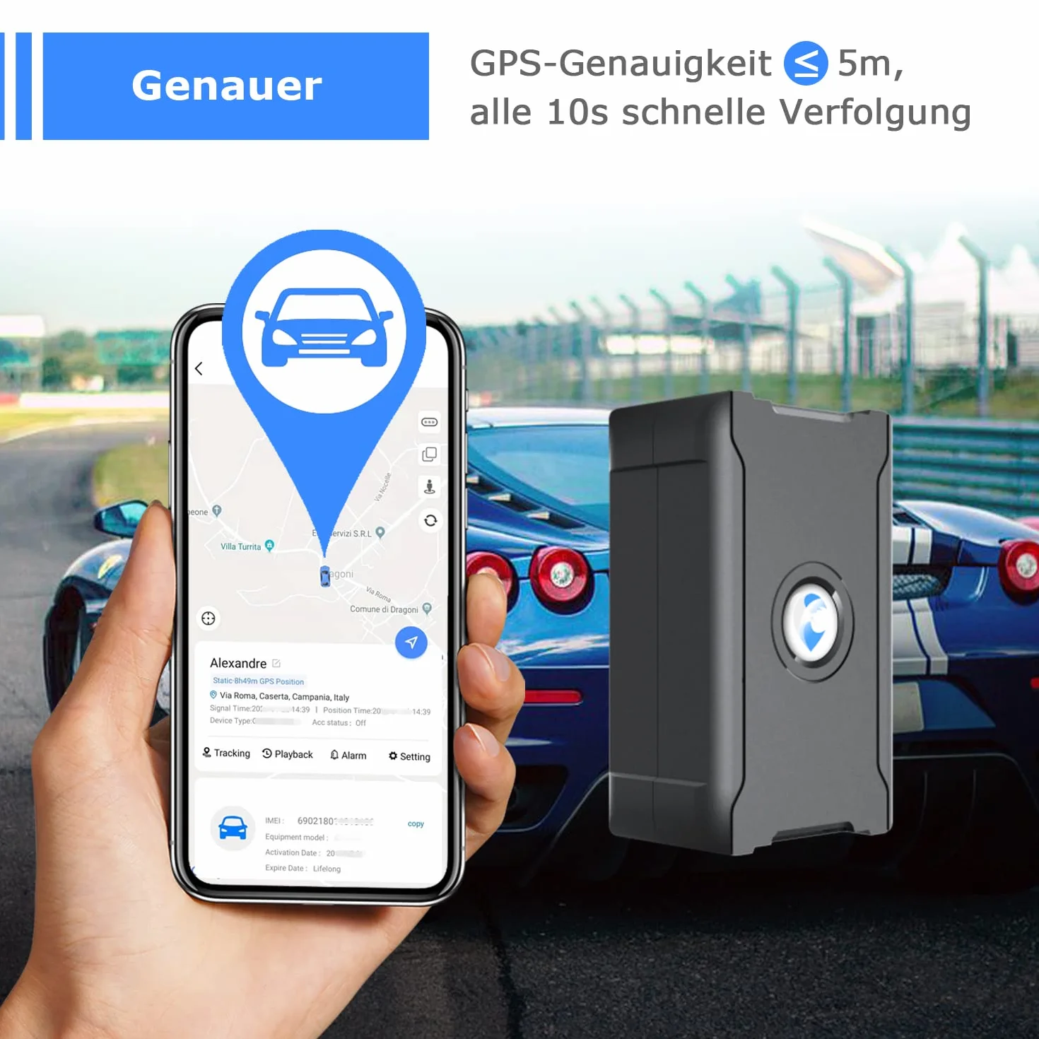 Lokalizator GPS, z magnetycznym nadajnikiem GPS, akumulator 6000 mAh, natychmiastowa aktualizacja w ciągu 10 sekund, z wymaganą subskrypcją aplikacji.