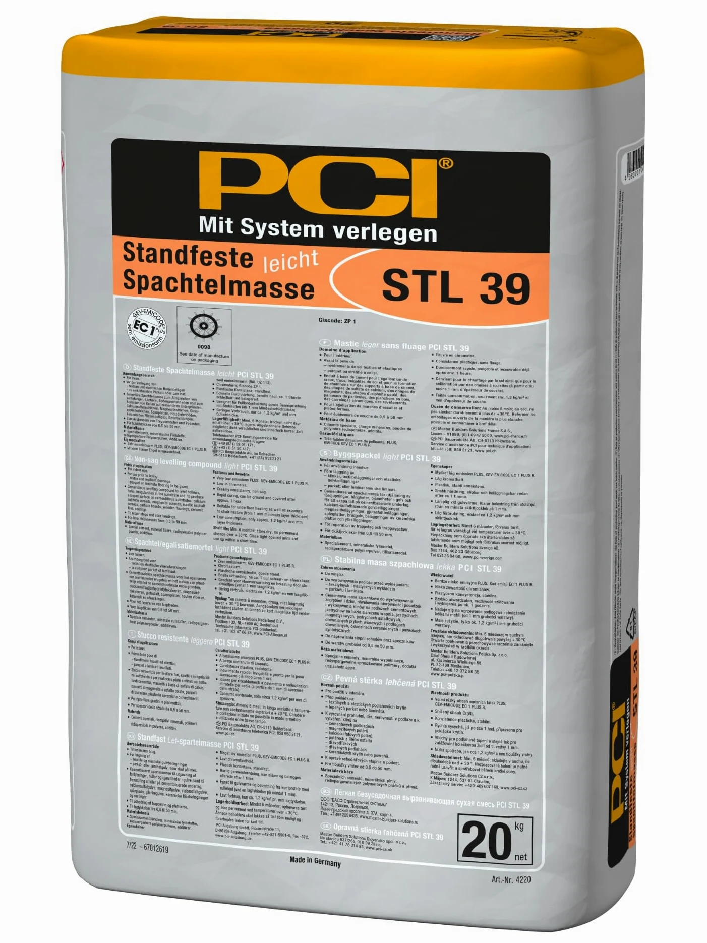 PCI STL 39 20 kg stabilna masa szpachlowa lekka do warstw o grubości od 0,5 do 50 mm Sika