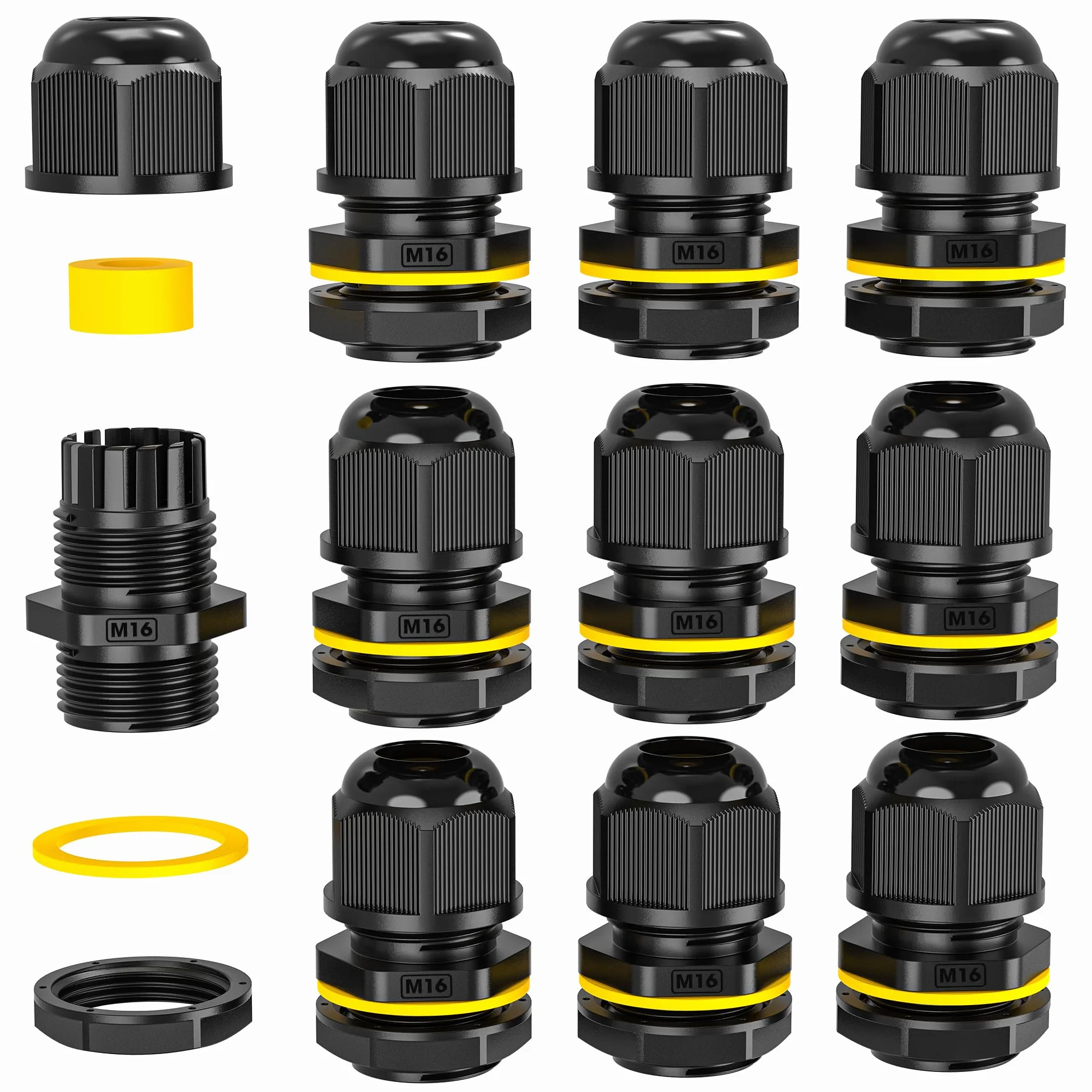 PEBA® Dławik kablowy,Dławików kablowych,Wodoszczelność IP68 złącze przewodowe M16x1,5,Regulowany przepust kablowy 4-8mm,regulowane złącza kablowe,złącze dławika kablowego z uszczelkami,Czarny