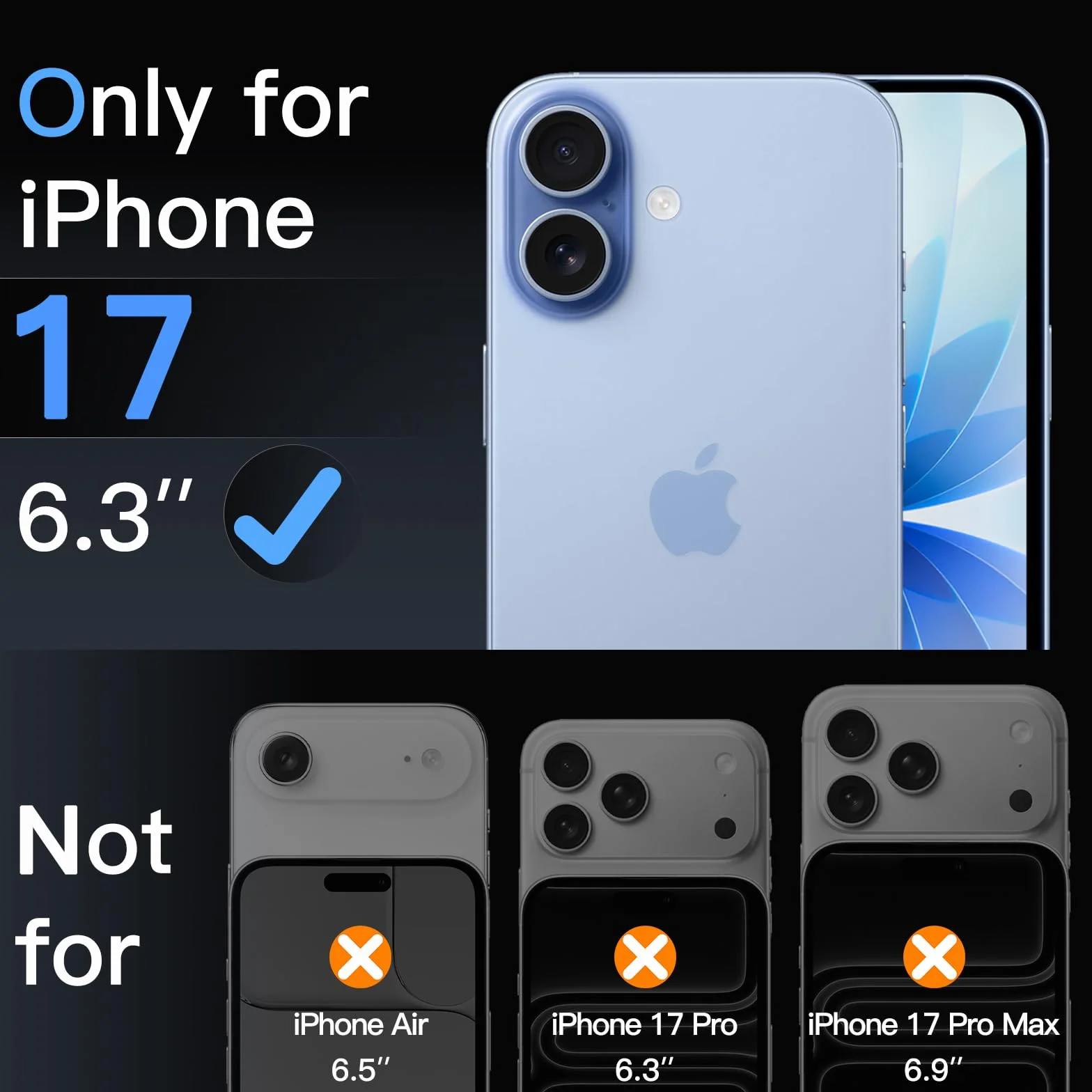 JETech Ochraniacz Ekranu dla iPhone 17 6,3 Cala, 10 Sekund Zestaw do Super Łatwej Instalacyjne Tacką Wyrównującą Jednym Kroku, Anty Odcisk Palca Szkło Hartowane Film, 2 Sztuki