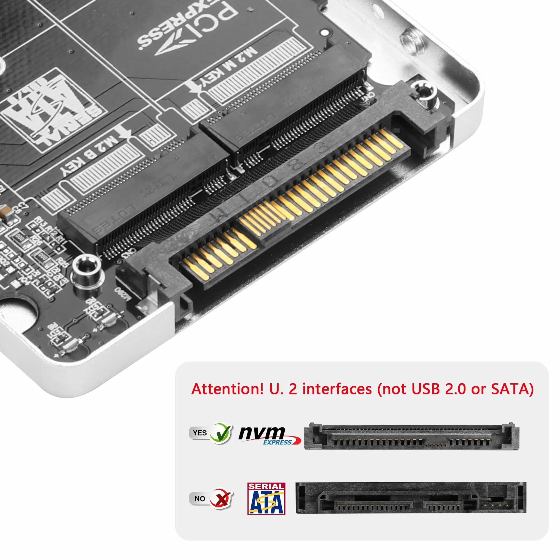 GINTOOYUN Karta adaptera 2 w 1 M.2 NVMe/NGFF do U.2 - klucz M/M.2 SATA NGFF do U.2(SFF-8639) SSD Box