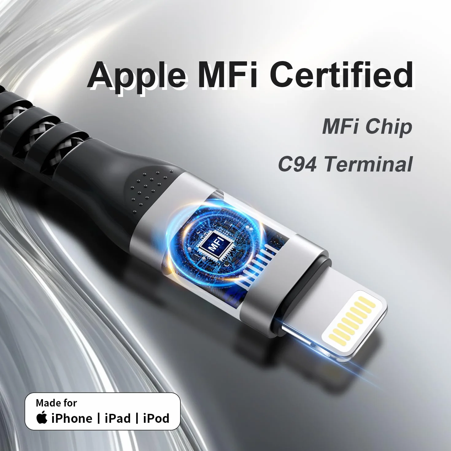 Kabel Lightning MFi nylonowy przewód do iPhone 14/13/12/11 Pro Max/XS/XR/8/7/6/5/SE iPad 2m + 1m
