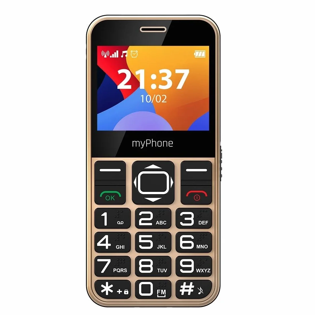 myPhone Halo 3 klasyczny telefon dla seniora z przyciskiem SOS, duże klawisze, wyświetlacz 2,3 cala, złoty
