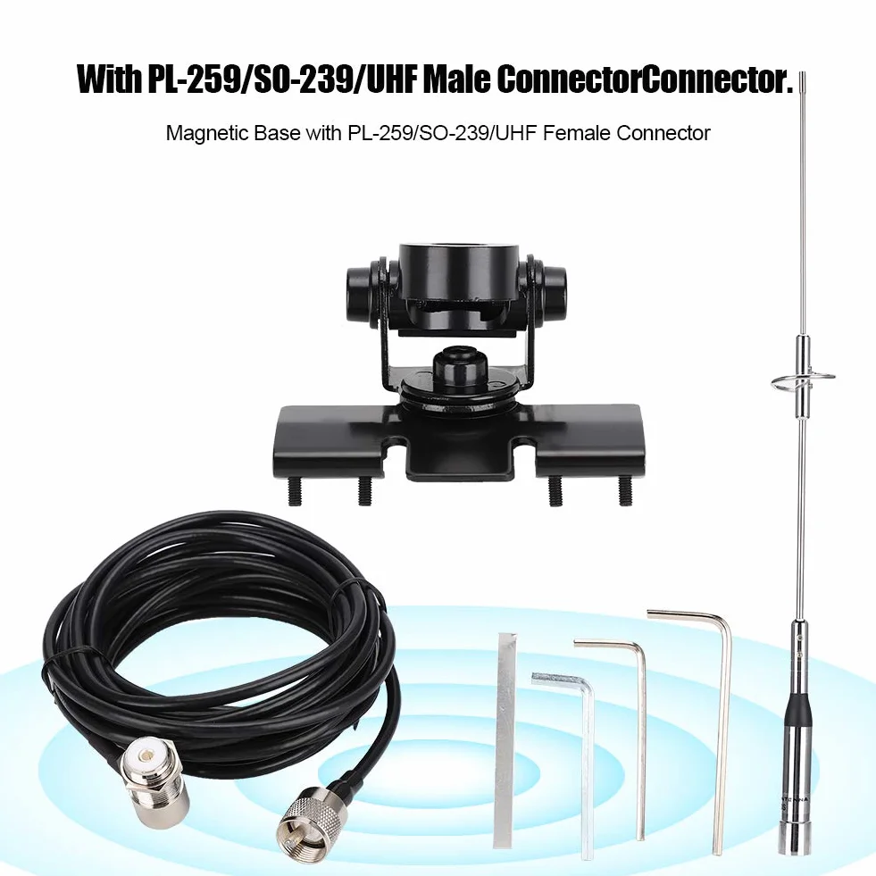 Antena samochodowa VHF/UHF NL-770S 144/430MHz 2.15/3.0dBi wodoodporna magnetyczna 5m