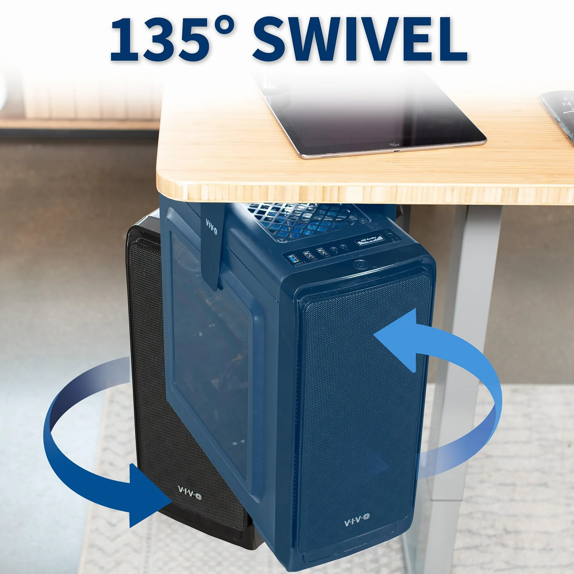 VIVO MOUNT-PC01 Regulowany uchwyt do komputera pod biurkiem i ścianą, obrotowy, czarny