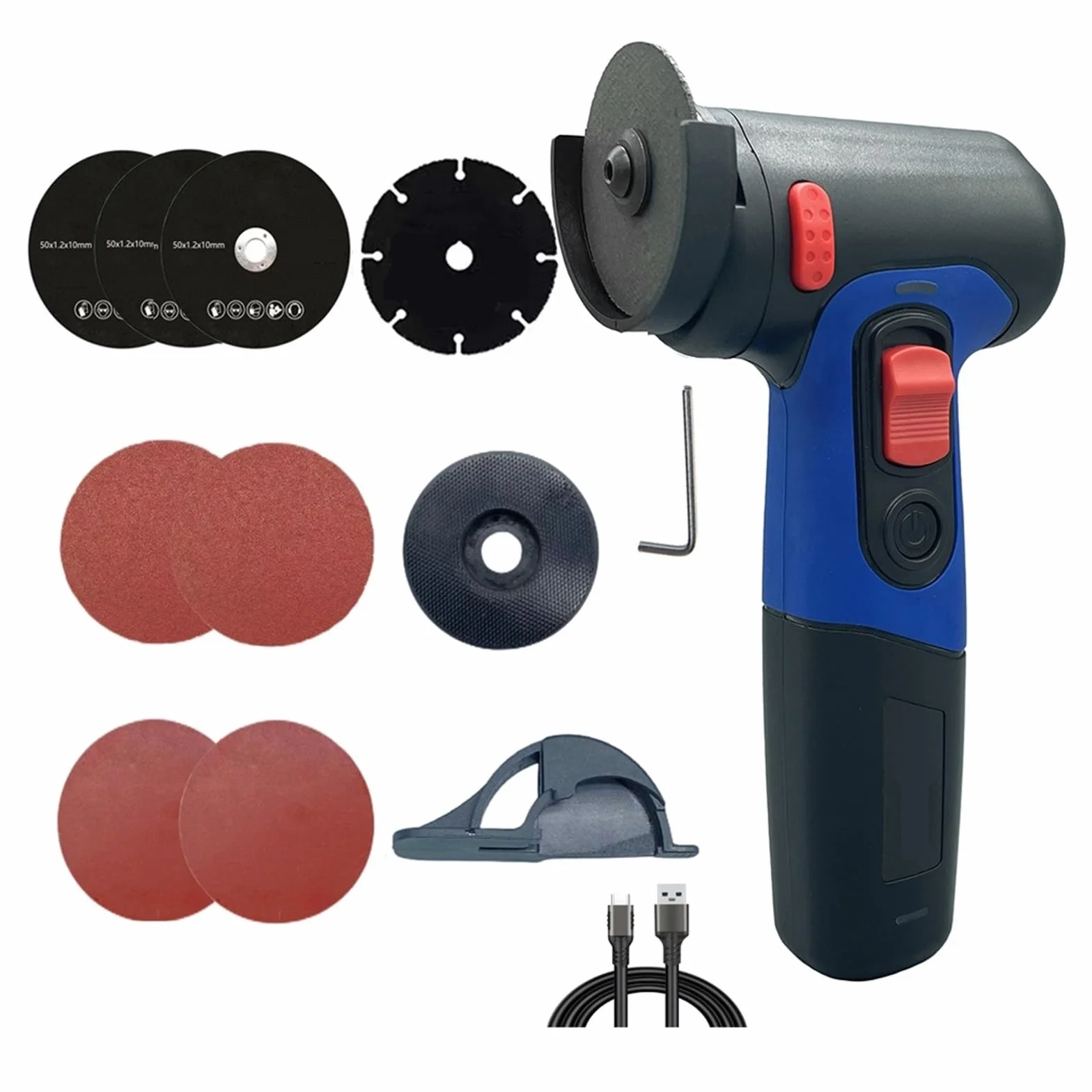 Polerka, szlifierka oscylacyjna, Bezprzewodowa szlifierka kątowa Mini szlifierka USB akumulator litowy szlifierka szlifierka cięcie DIY elektronarzędzia do szlifowania, polerowania(Blauw)