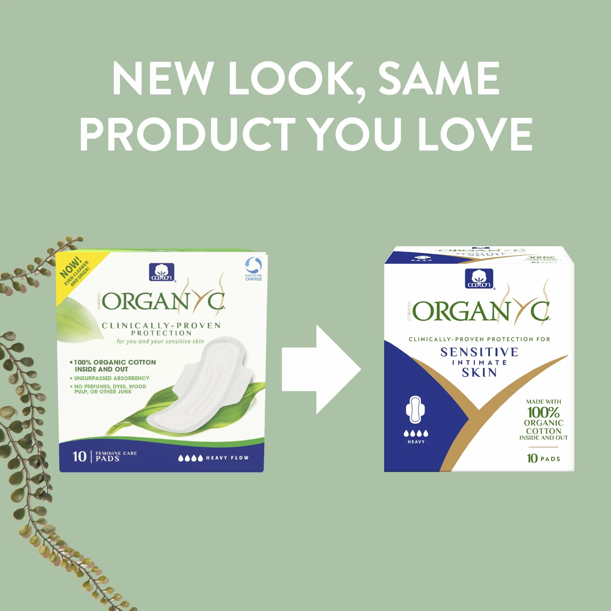 Organyc, Podpaski ze 100% organicznej bawełny certyfikowanej do stosowania podczas krwawienia intensywnego - 1 opakowanie zawiera 10 sztuk