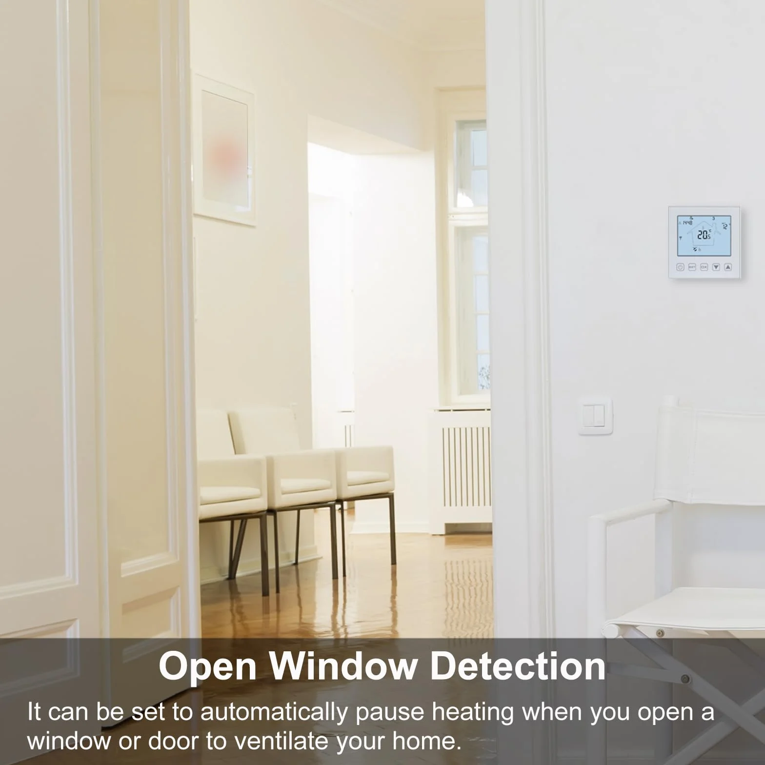 KETOTEK Termostat WiFi Elektryczne Ogrzewanie Podłogowe Alexa/Google Assistant zgodny 230V z sondą, Inteligentny Termostat Pokojowy do Podłogi Biały Tuya/Smart Life App Kontrola