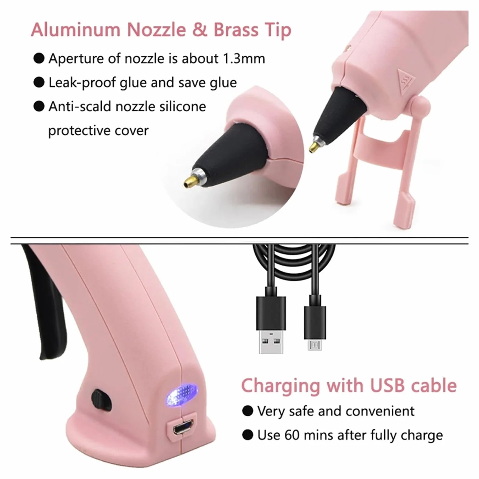 Bezprzewodowy Pistolet Do Klejenia Na Gorąco Dziecko Rękodzieło Domowe Naprawy DIY Użyj Kleju W Sztyfcie 7 Mm Bezprzewodowy Pistolet Do Klejenia 3,6 V 2000 MAh 60 Min Czas Użytkowania(SET-3)