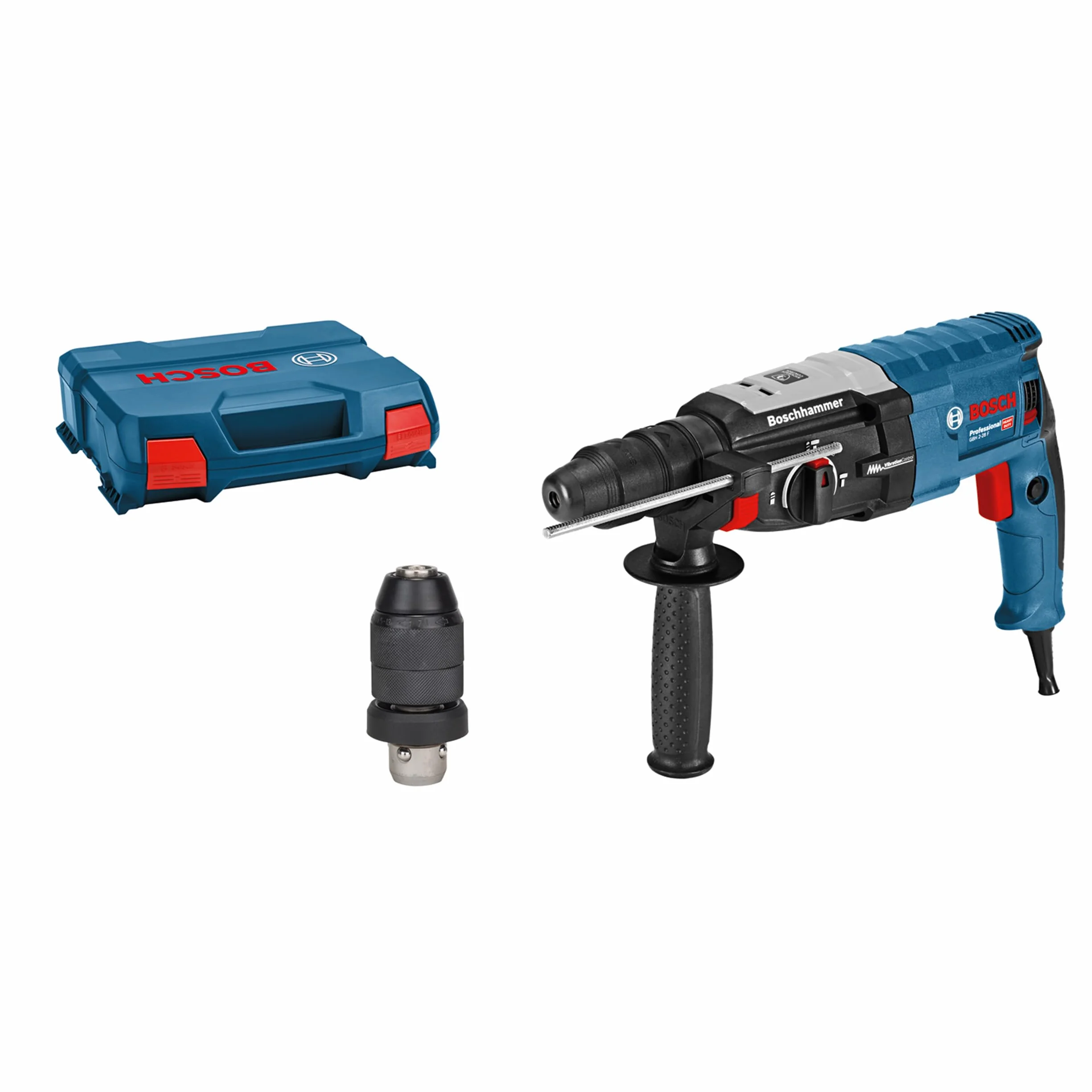 Bosch Professional: młot udarowo-obrotowy GBH 2-28 F (880 W, nominalna prędkość obrotowa 0 – 900 min-1, wymienny uchwyt SDS plus, ogranicznik głębokości, walizka)