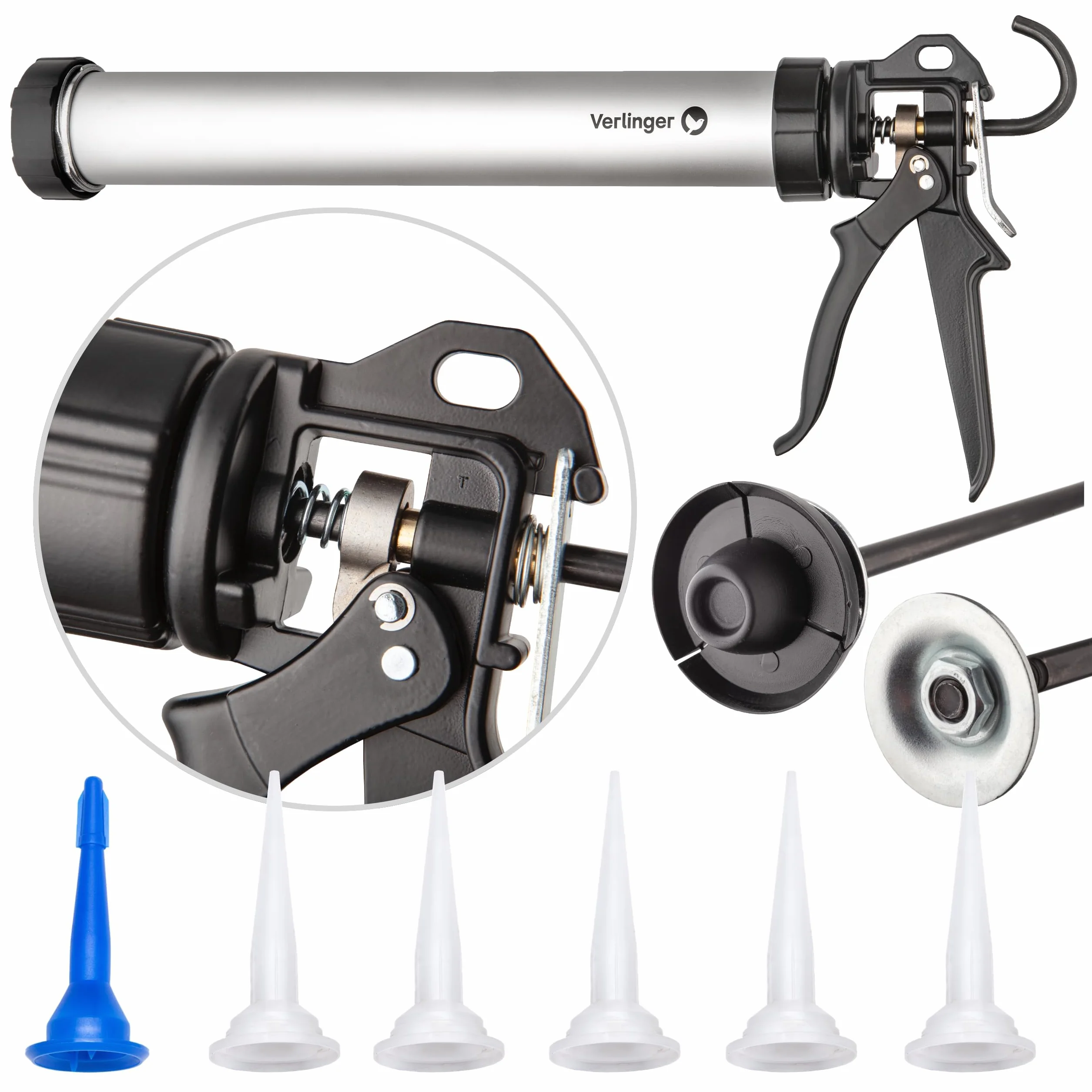 Profesjonalny pistolet na kartusz do 280/310/400/600 ml, 4000 N 25:1, trwały, ergonomiczny, precyzyjny do silikonu, akrylu, kleju, wytrzymała konstrukcja do prac budowlanych i remontowych