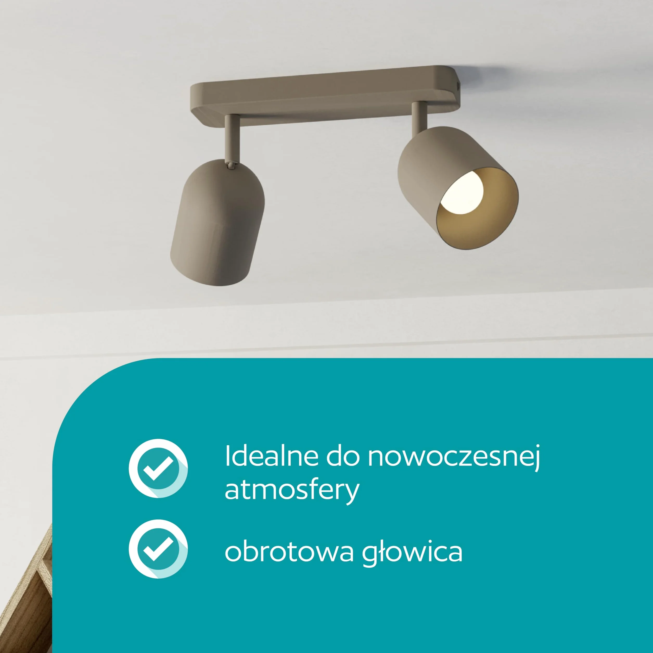 EGLO Tilston lampa sufitowa, 2-żarówkowa reflektor sufitowy do salonuowa oprawa podsufitowa ze stali w kolorze piasku E14