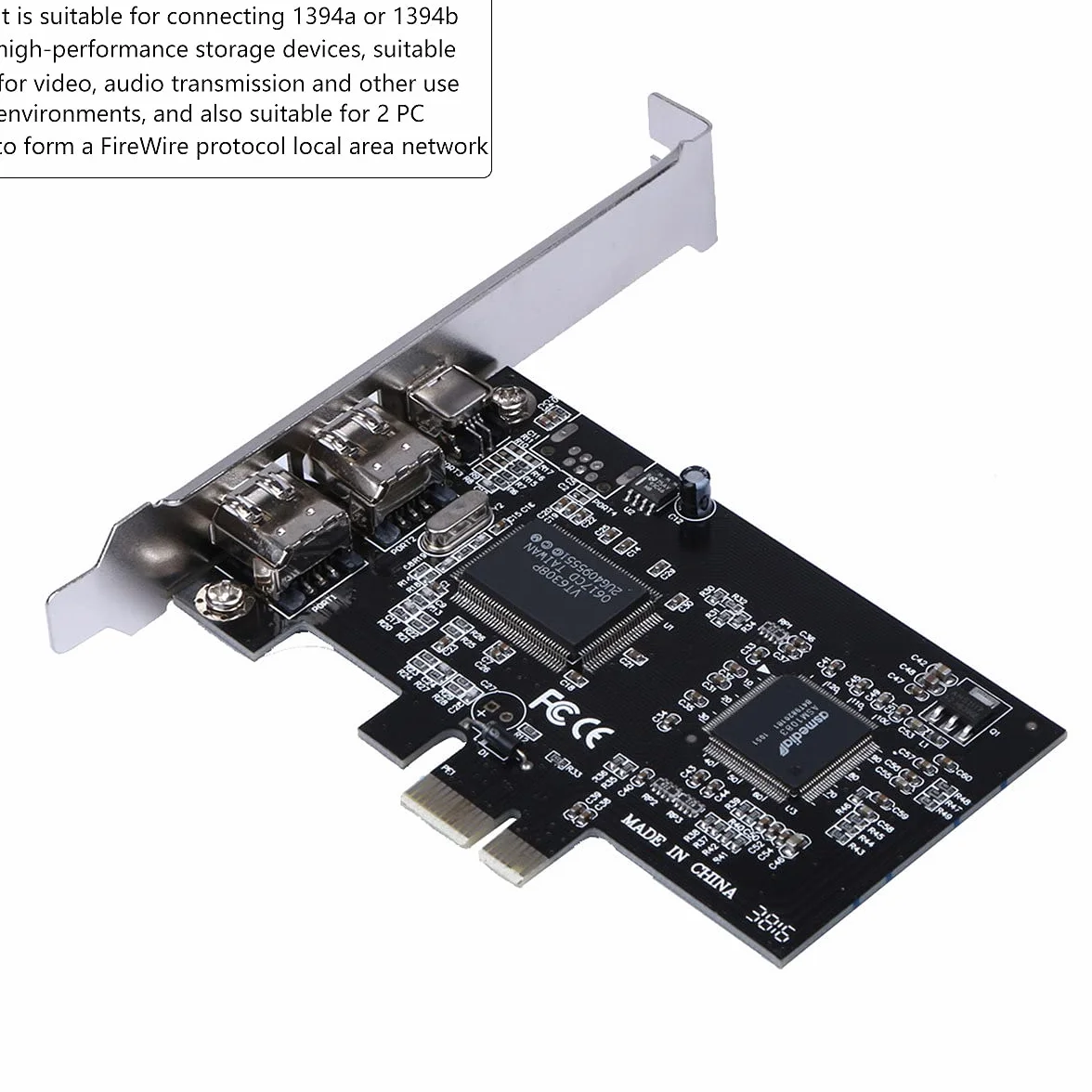 Karta PCIe Firewire do 10, IEEE 1394 4-portowy kontroler adaptera PCI Express (3 x 6 pinów i 1 x 4-pinowy), adapter 1394a PCI-E Firewire 800 do 7/8/Mac OS z kablem