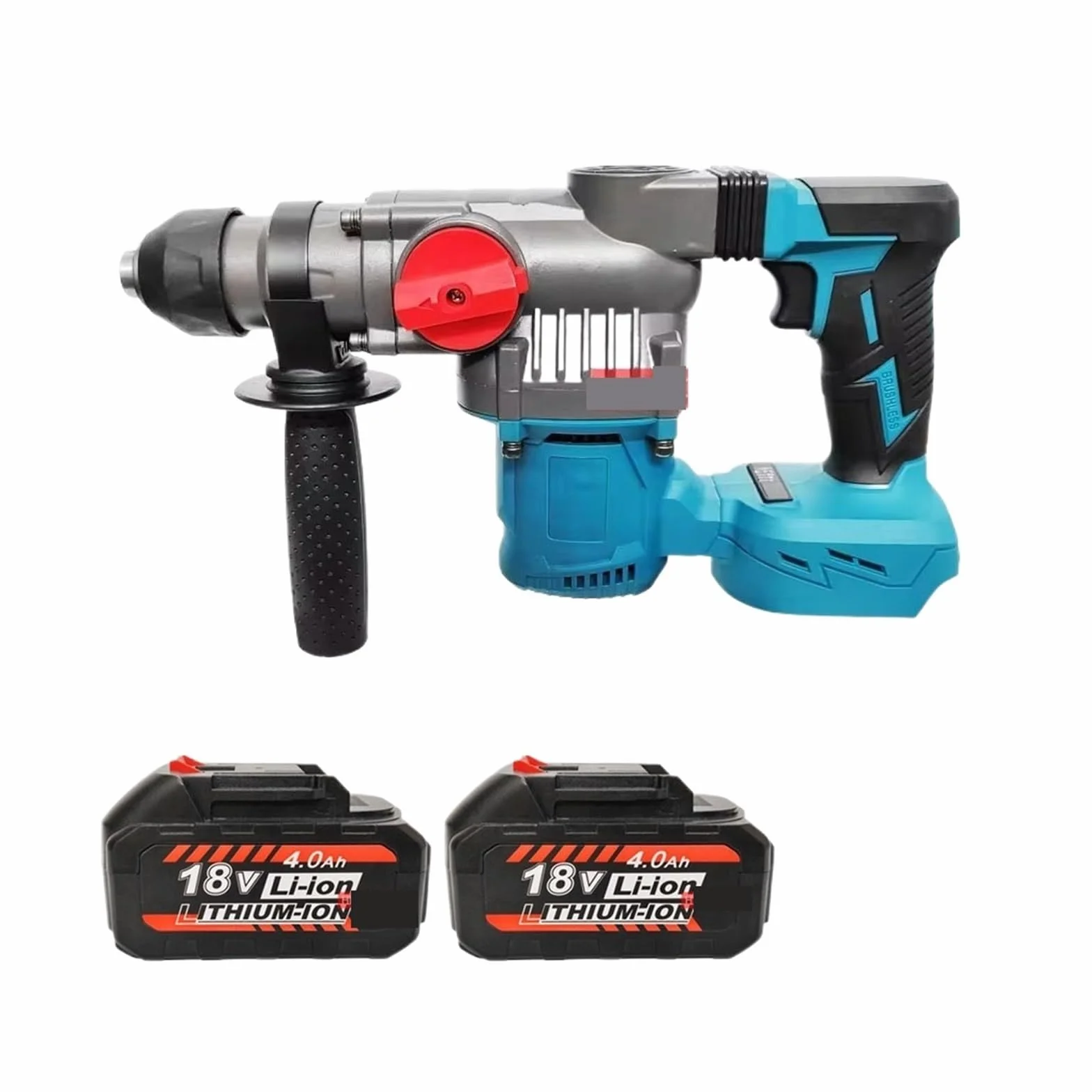 Wiertarka Udarowa 18 V Heavy Duty Młot Obrotowy Bezszczotkowy Akumulatorowy Elektryczny Młot Wiertarka Akumulatorowa Elektronarzędzia Z Akumulatorem Litowym(2 batteries)