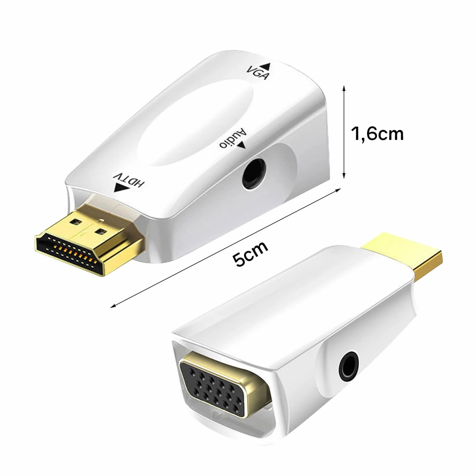 VIEVRE 2 Adaptery HDMI VGA do Komputera, Laptopa, Monitora, HDTV - Kolor Biały