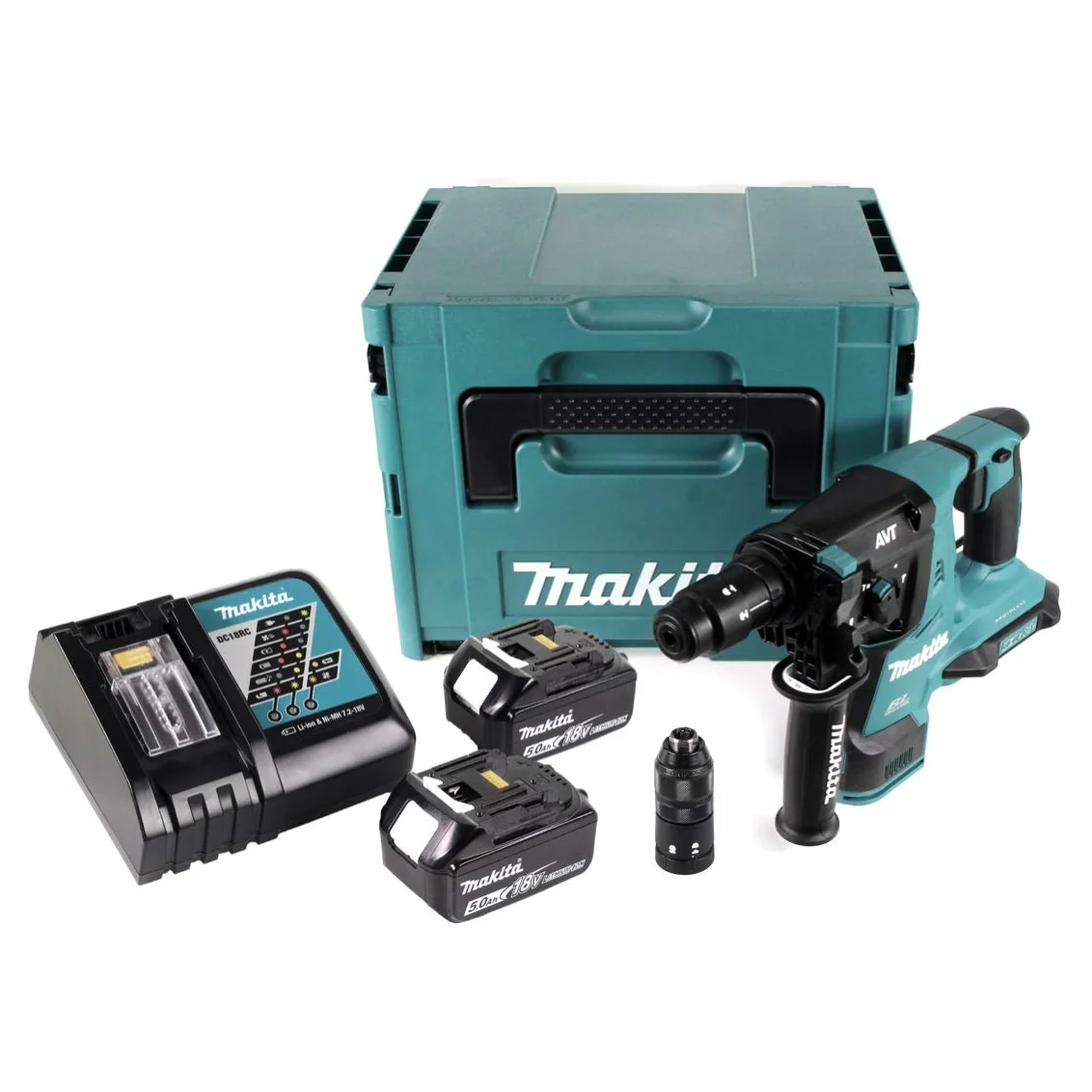 Makita DHR281RTJ młotek akumulatorowy SDS-PLUS 2 x 18 V / 2 x akumulator 5,0 Ah + ładowarka w Makpac