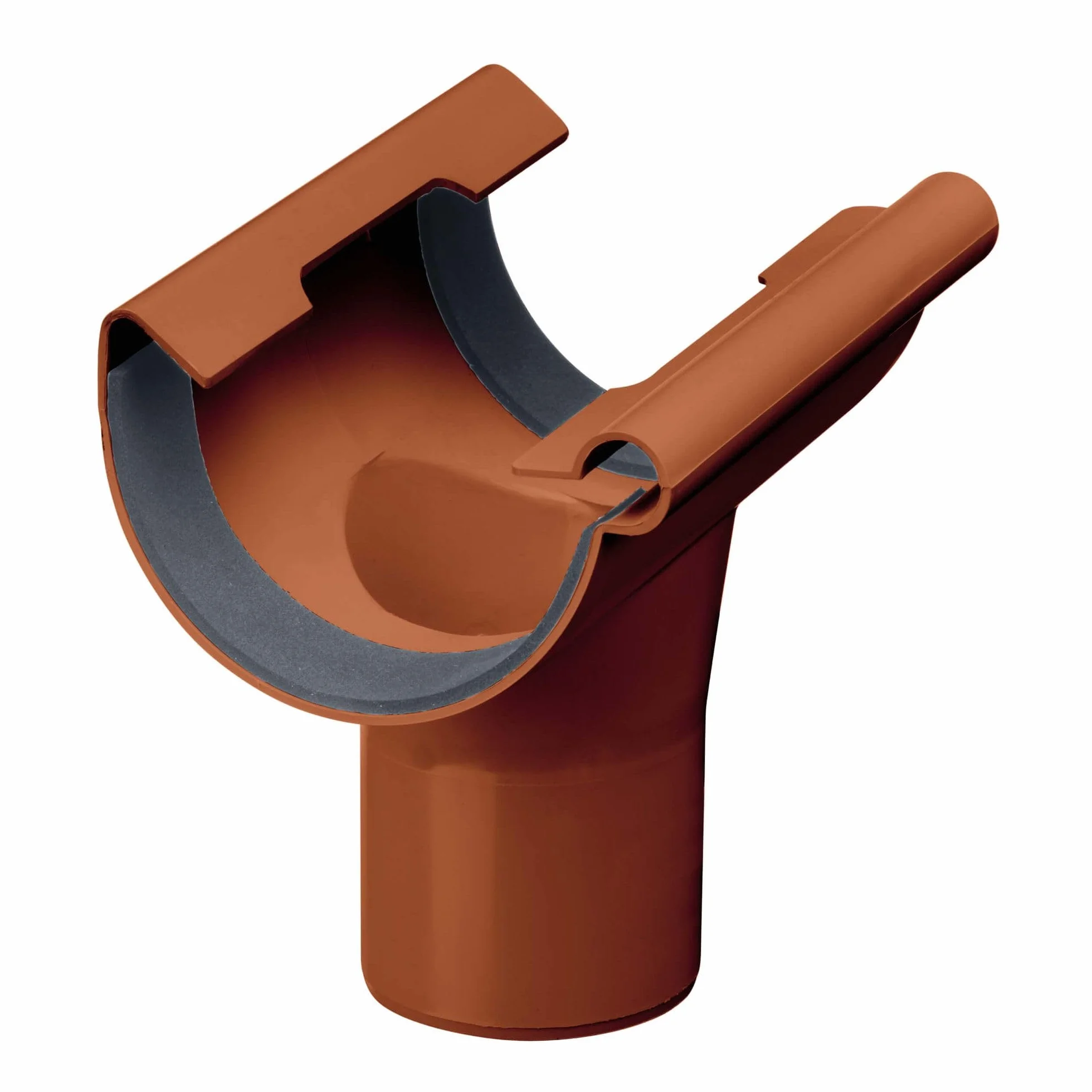 INEFA Kielich wpustu, półokrągły, PVC 125/100mm brązowy Akcesoria do rynien z hakiem, prostymontaż na wcisk,made in Germany