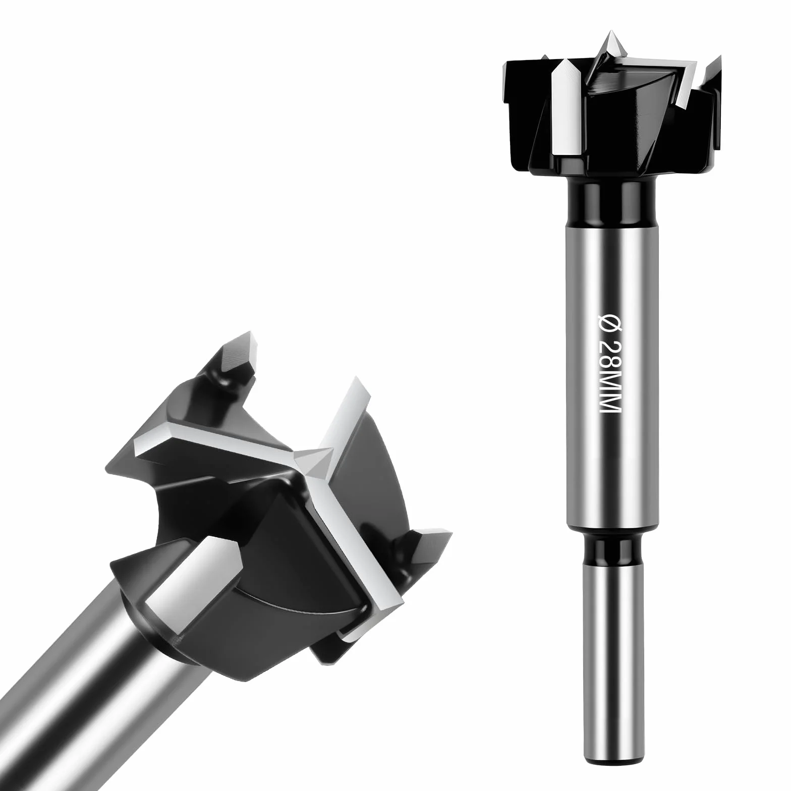 Flintronic Forstner wiertło do drewna, 28 mm, z okrągłym trzpieniem, wiertło do drewna, akcesoria do wiertarki, drewna, płyt wiórowych, płyt pilśniowych