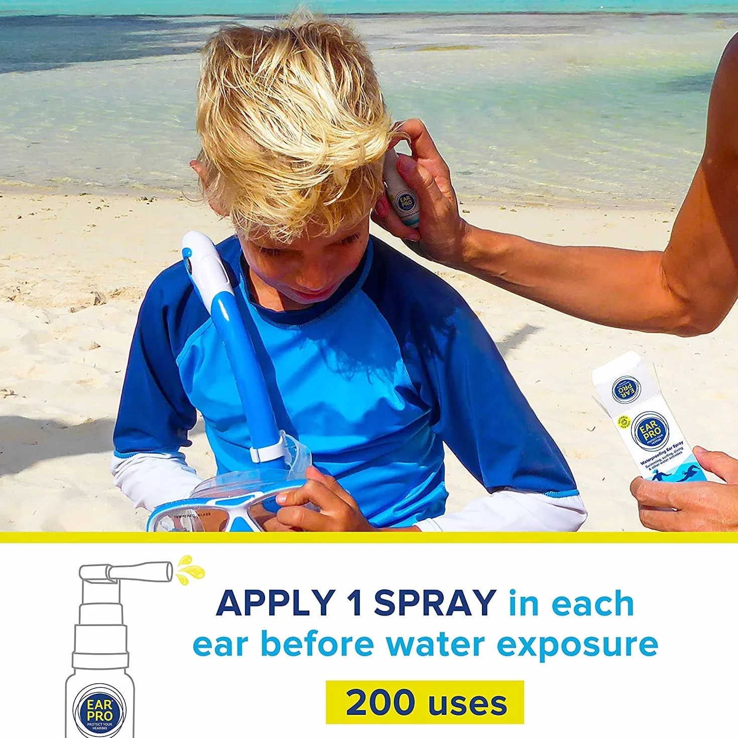 Ear Pro naturalny spray do uszu dla dzieci i dorosłych – łatwy w użyciu spray do uszu zapobiegający przedostawaniu się wody, dolegliwościom uszu i do ochrony słuchu (2 sztuki, 400 zastosowań)