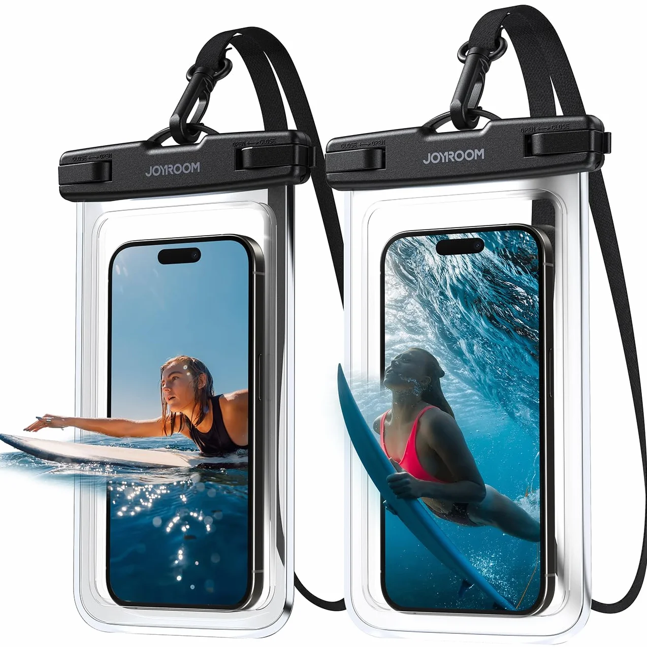 JOYROOM 2024 Ulepszone wodoodporne etui na telefon komórkowy, podwodne, wodoodporne IPX8, do smartfona iPhone 15, 14, 13, 12 Pro Max, XS, Sumsung S24/S23, 7″, 2 szt.
