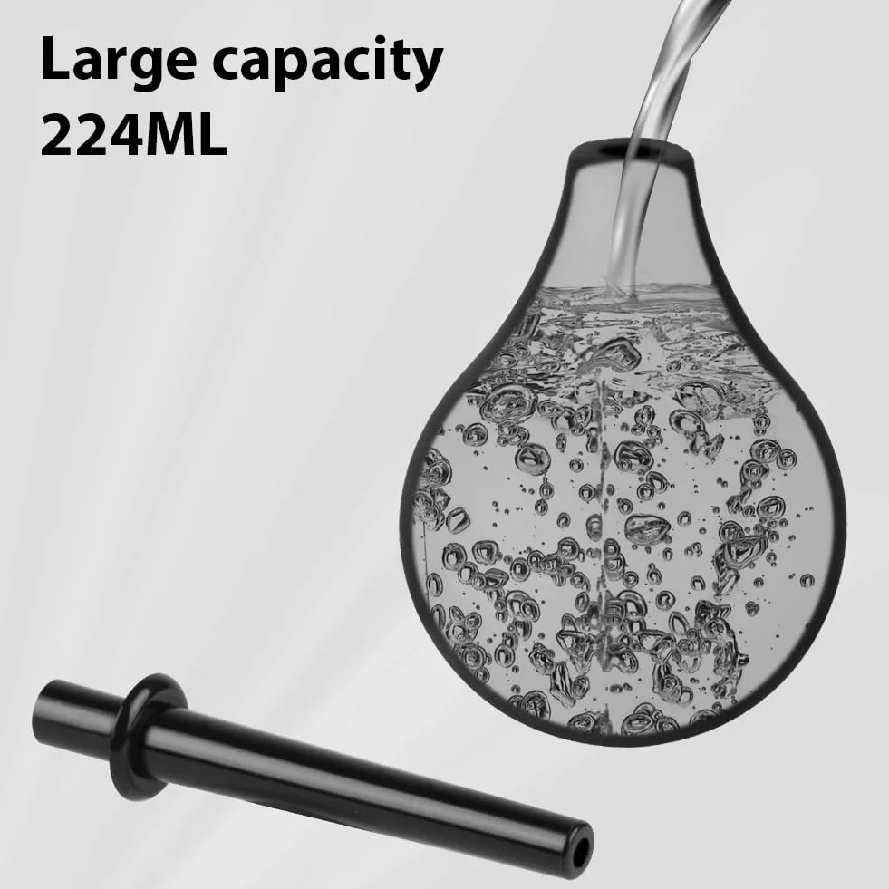 ACWOO 224 ml Bulb Douche dla mężczyzn i kobiet, irygator do odbytu wykonany z silikonu medycznego – higieniczny i bez BPA (czarny)