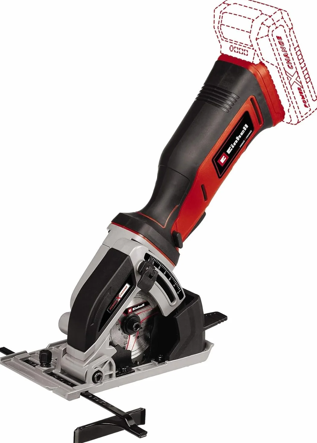 Einhell Akumulatorowa mini pilarka tarczowa TE-CS 18/89 Li-Solo Power X-Change & Einhell Power X-Change Akumulator z Ładowarką, Czarny/Czerwony, ‎