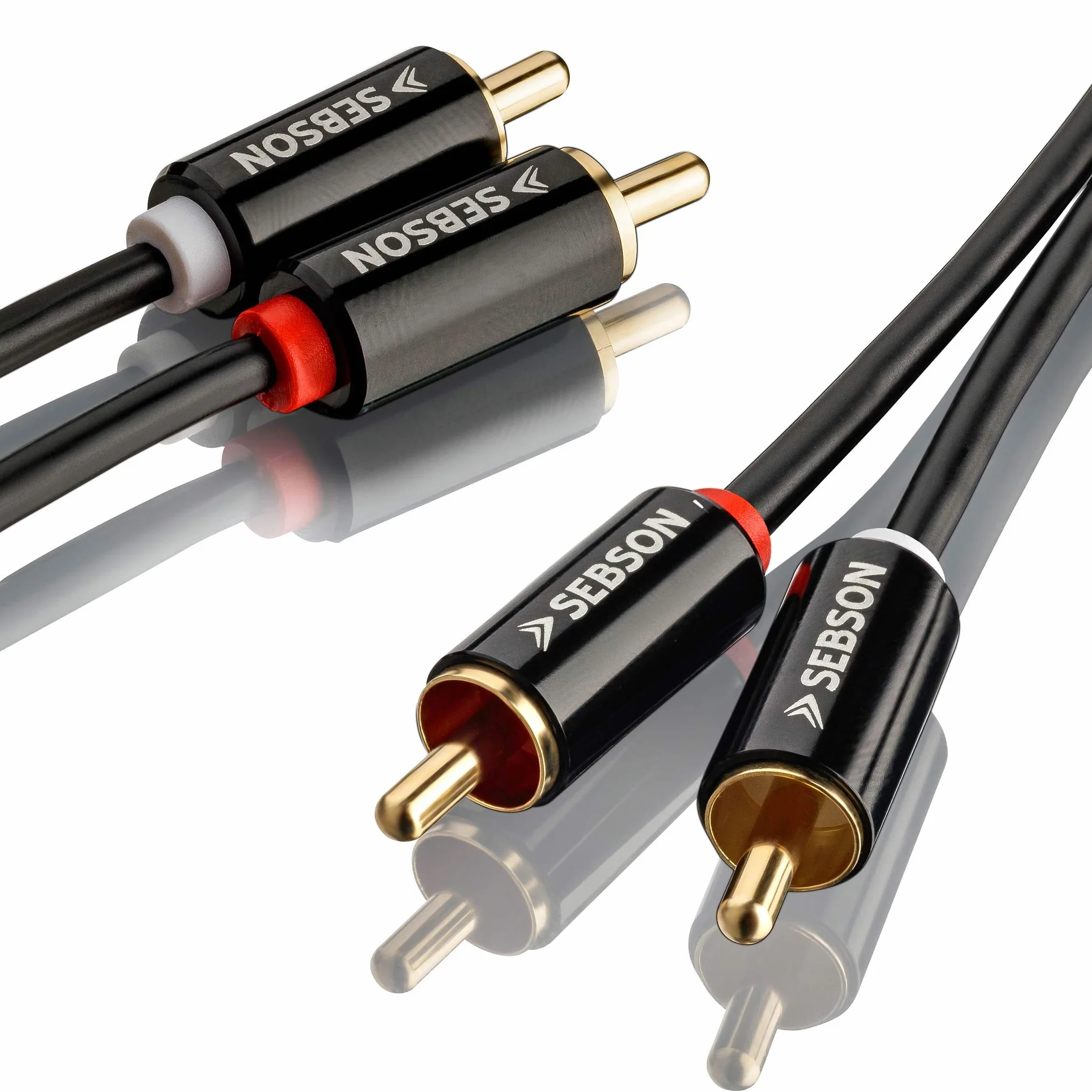 SEBSON Kabel audio RCA 0,5 m 2 męskie na 2 męskie wtyczki RCA do wzmacniacza głośników HiFi