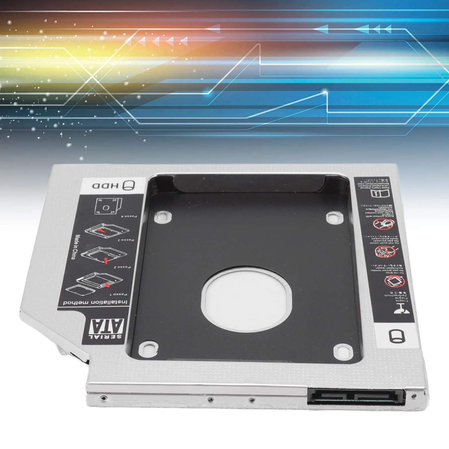 SATA do SATA 2nd SSD HDD Dysk Twardy Caddy, Uniwersalny 9.5mm 2.5in SSD HDD Dysk Twardy Caddy Konwerter Dysku SSD ze Stopu Aluminium, do Gniazda Napędu CD DVD ROM