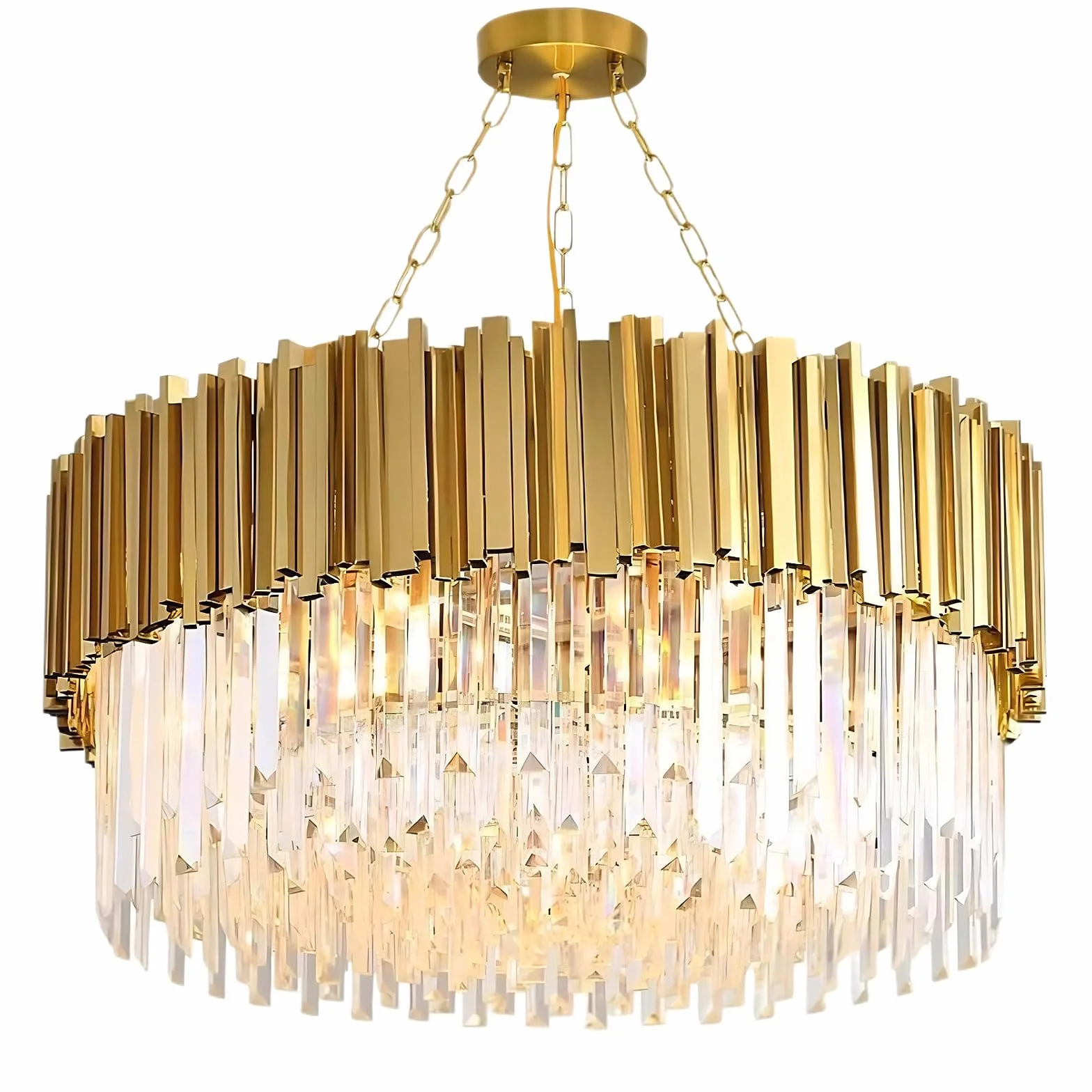 Kryształ żyrandola, Trzy Kolorowe Nowoczesne światło Luksusowa Lampa Sufitowa, Wisząca łańcuch Regulowany Do Jadalni Sypialni Do Salonu(Size:80cm)