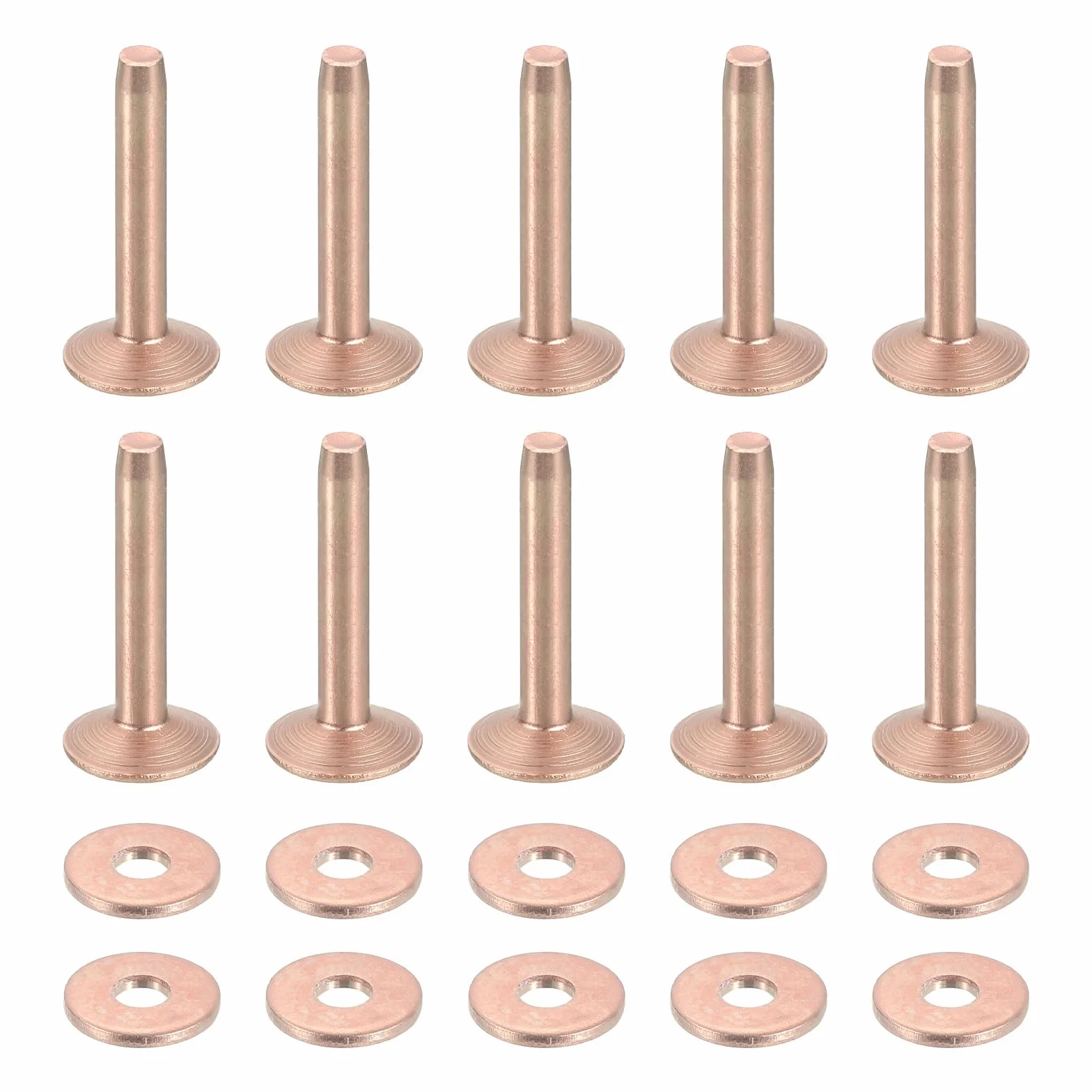 QUARKZMAN 50 sztuk nitów miedzianych i nasadek, 10 x 3,3 x 19 mm, solidna skóra, nitki miedziane, do skóry, do majsterkowania, do majsterkowania, kolor miedziany
