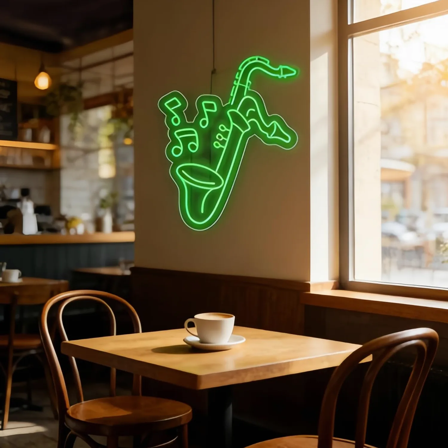 Neonowy znak saksofonowy, muzyka jazz, neonowe znaki LED, do pokoju nagraniowego, pokazu na żywo, baru, jaskini, klubu, na imprezę