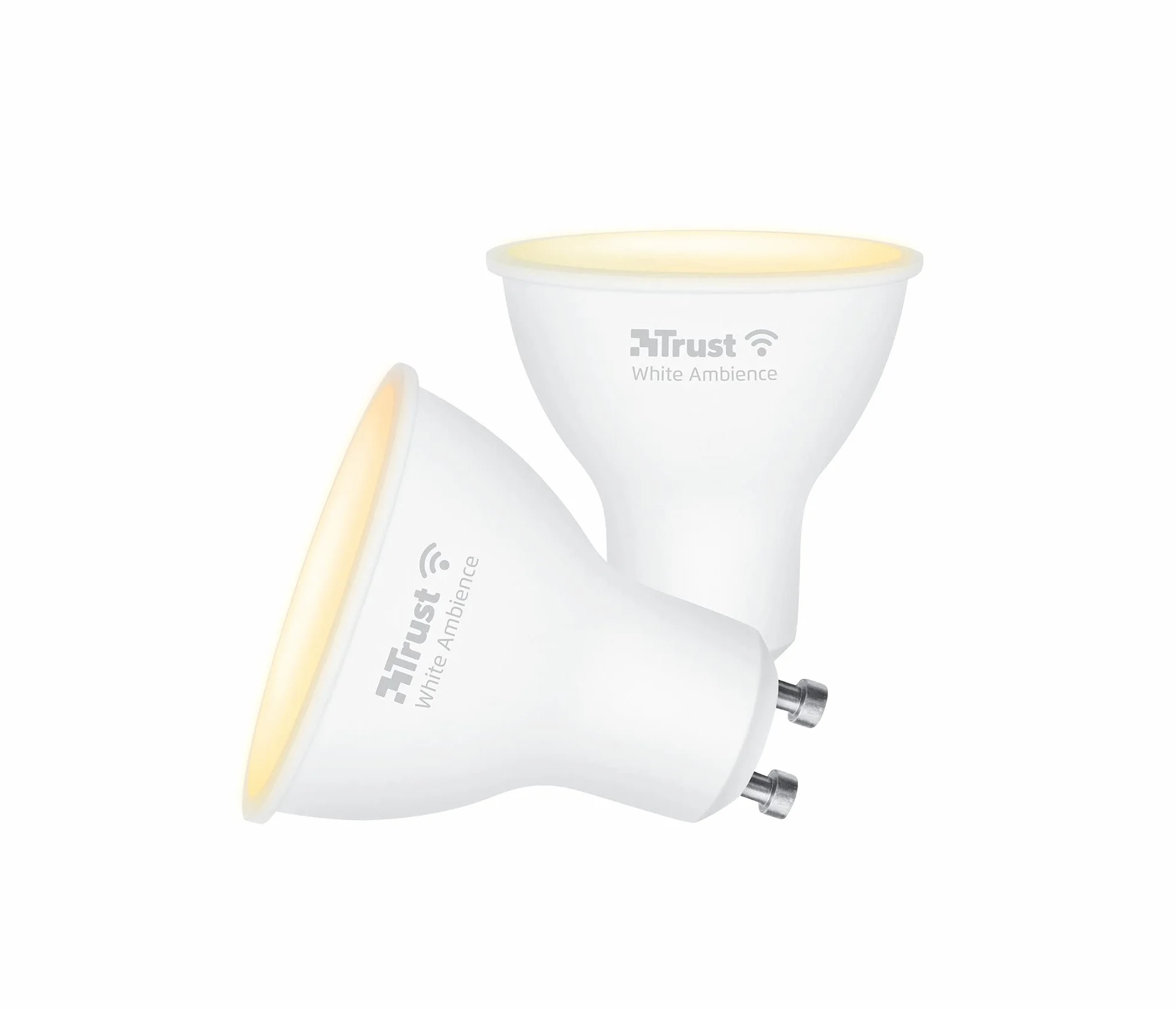 Trust WiFi GU10 Inteligentna żarówka, kompatybilna z Alexa i Google Home, ściemnialna żarówka LED, bez koncentratora, lampa LED 2,4 GHz, WiFi Spotlight, ciepłe i zimne białe światło - zestaw 2 szt