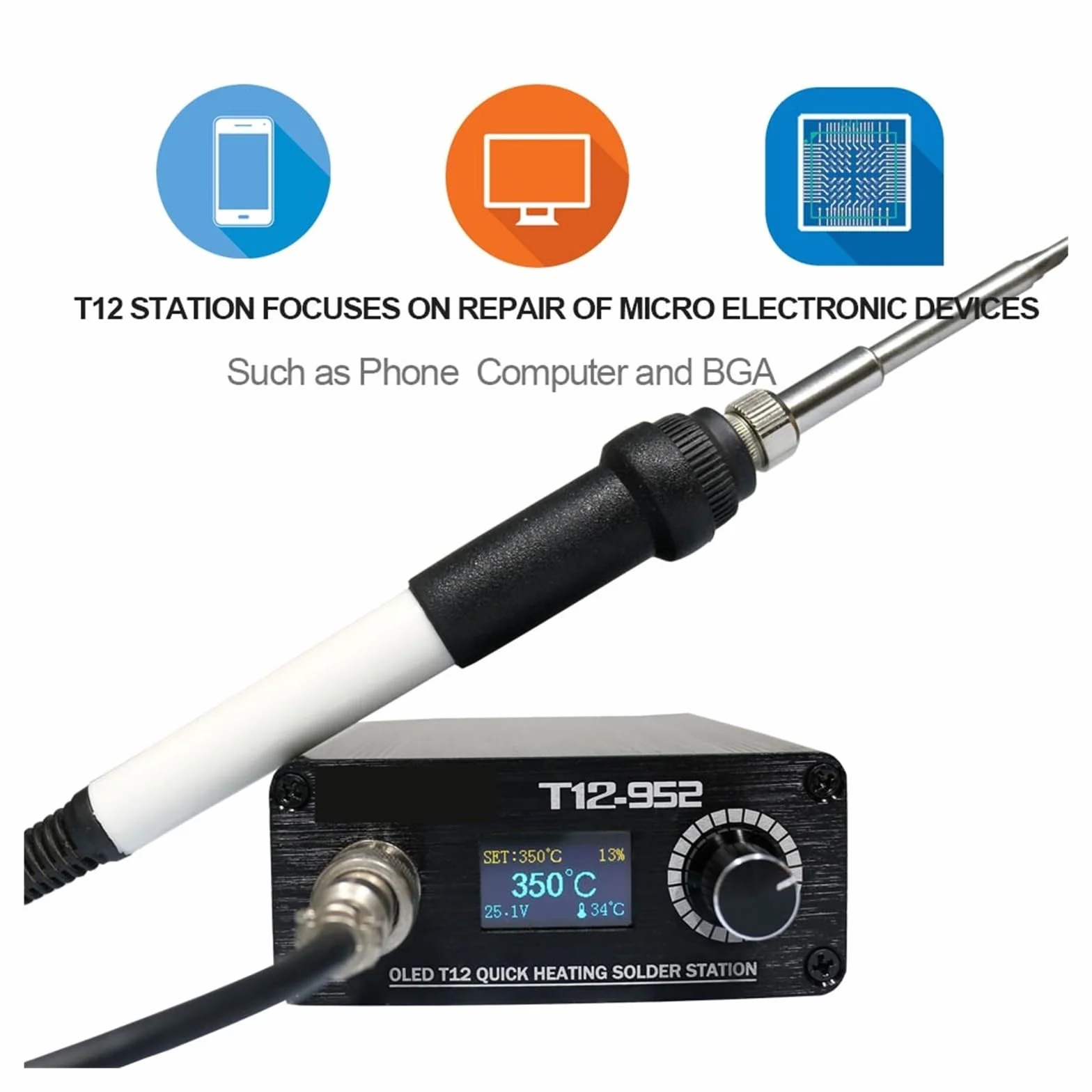 Stacja lutownicza, Stacja lutownicza T12-952, zestaw lutownicy STC Digital OLED T12(Set 5)