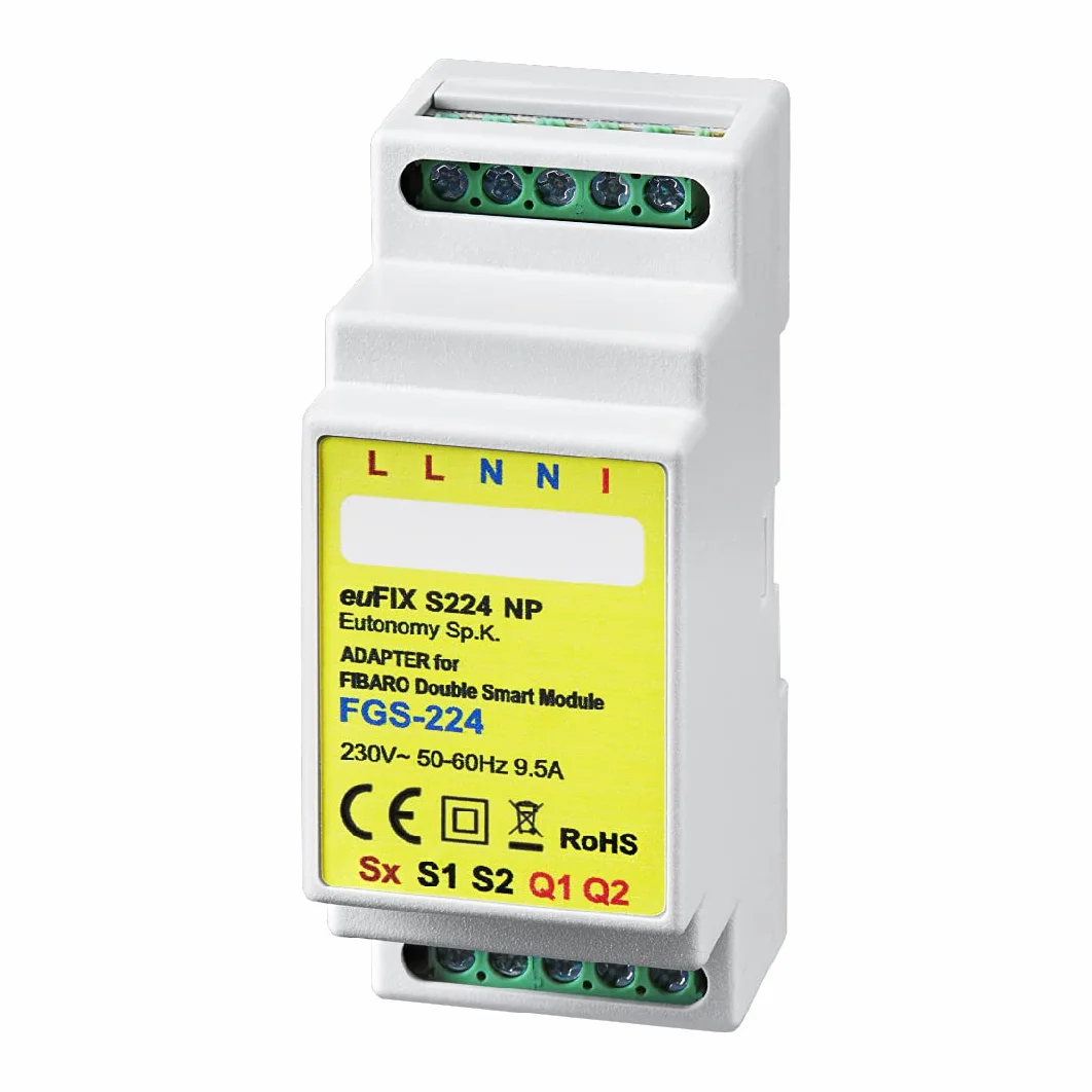 Adapter euFIX do szyny DIN do FIBARO Double Smart Module bez przycisków, euFIX S224NP