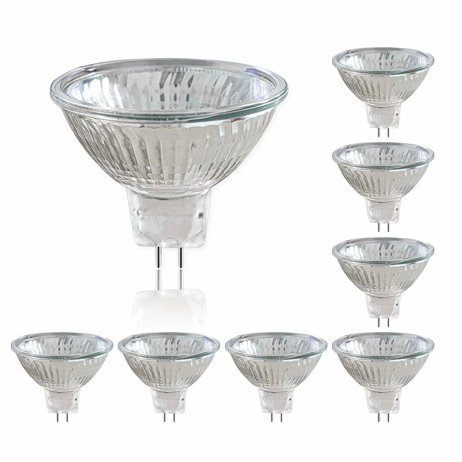 8 sztuk żarówek halogenowych MR16, 12 V, 35 W, GU5.3, możliwość ściemniania, ciepła biel 2700 K, 400 lm, kąt świecenia 36°, 2 x dwubiegunowe żarówki halogenowe, dichroiczne, do sufitu, do podtynku