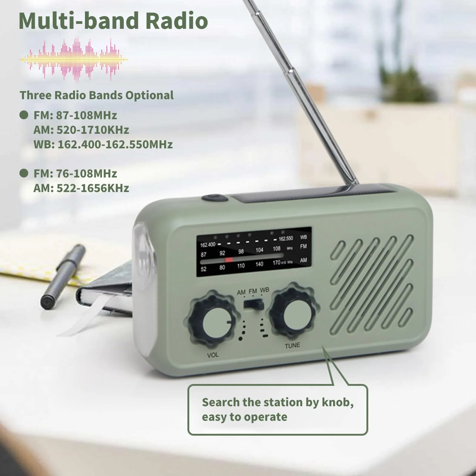 BuyWeek Radio, radio Bluetooth AM FM SW z możliwością ładowania, przenośne radio awaryjne z USB