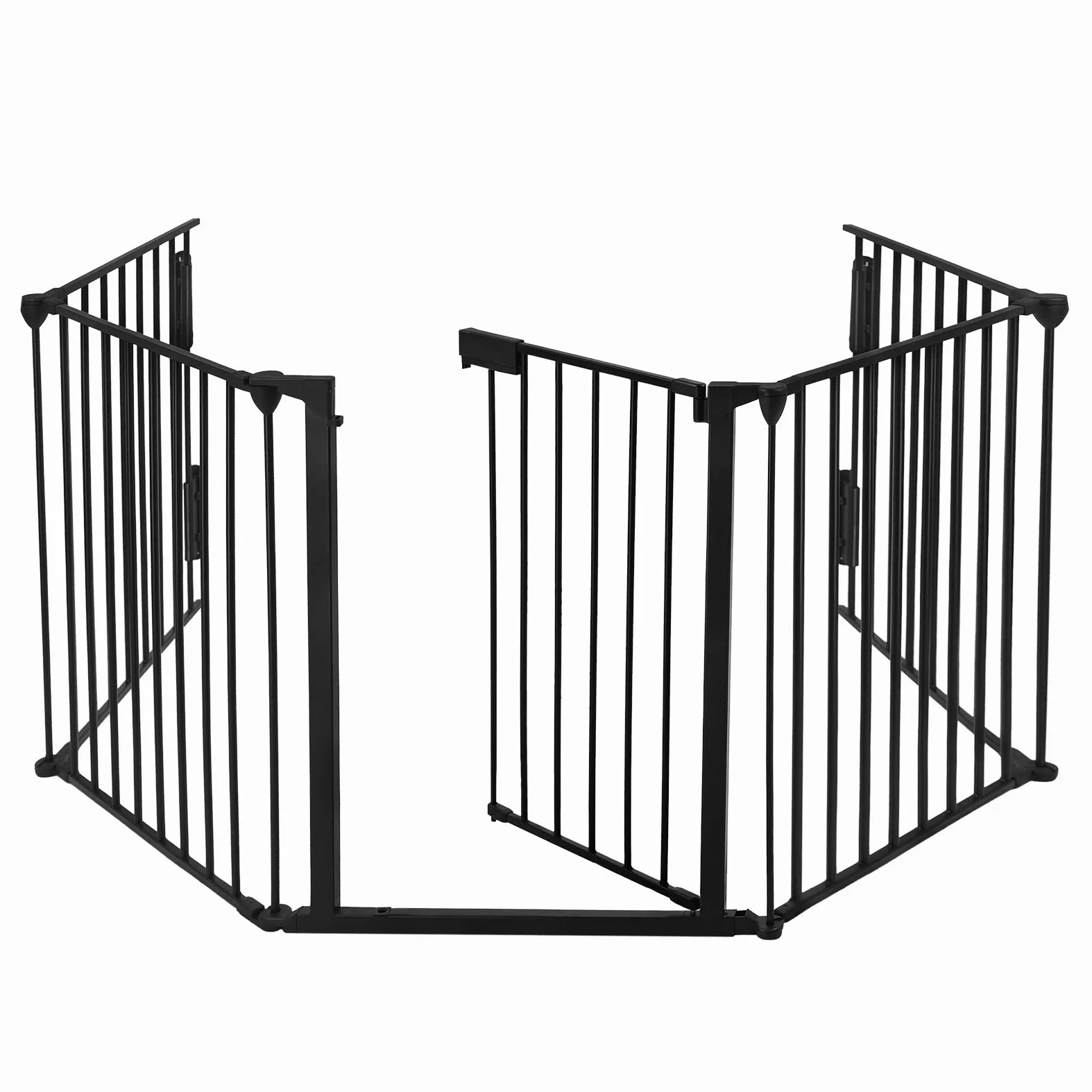 UISEBRT Kratka ochronna do kominka z drzwiami, metalowa, 300 cm, kratka ochronna pieca, składana, kratka barierowa, kratka zabezpieczająca przed zwierzętami, kratka konfiguracyjna z 5 elementami