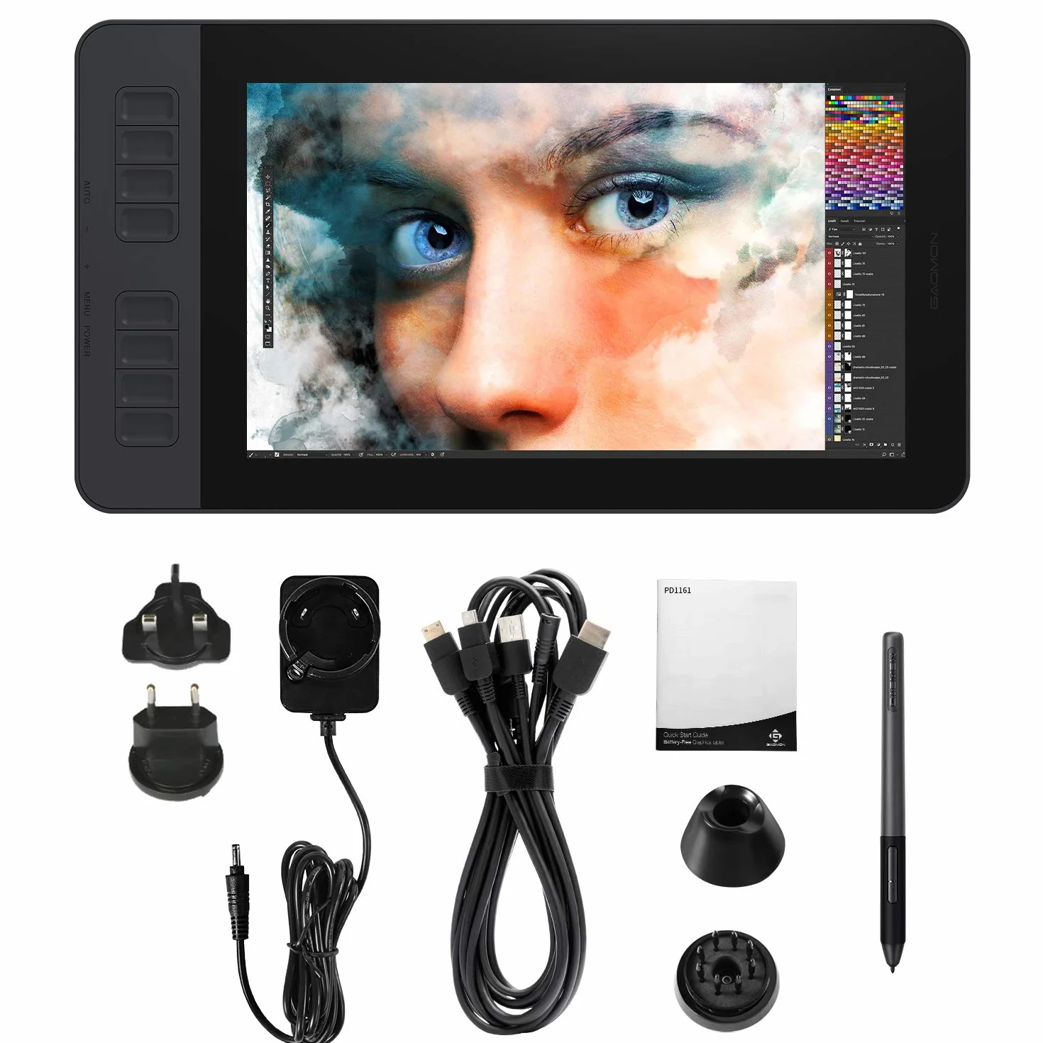 GAOMON PD1161 graficzny tablet rysunkowy z monitorem HD o przekątnej 11,6 cala i rysikiem 8192 poziomów, niewymagającym baterii, do projektowania artystycznego