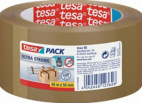 tesa® Taśma pakowa bardzo mocna, PCW, samoprzylepna, 50 mm x 66 m, brązowa (6 sztuk), otrzymasz 1 opakowanie po 6 sztuk