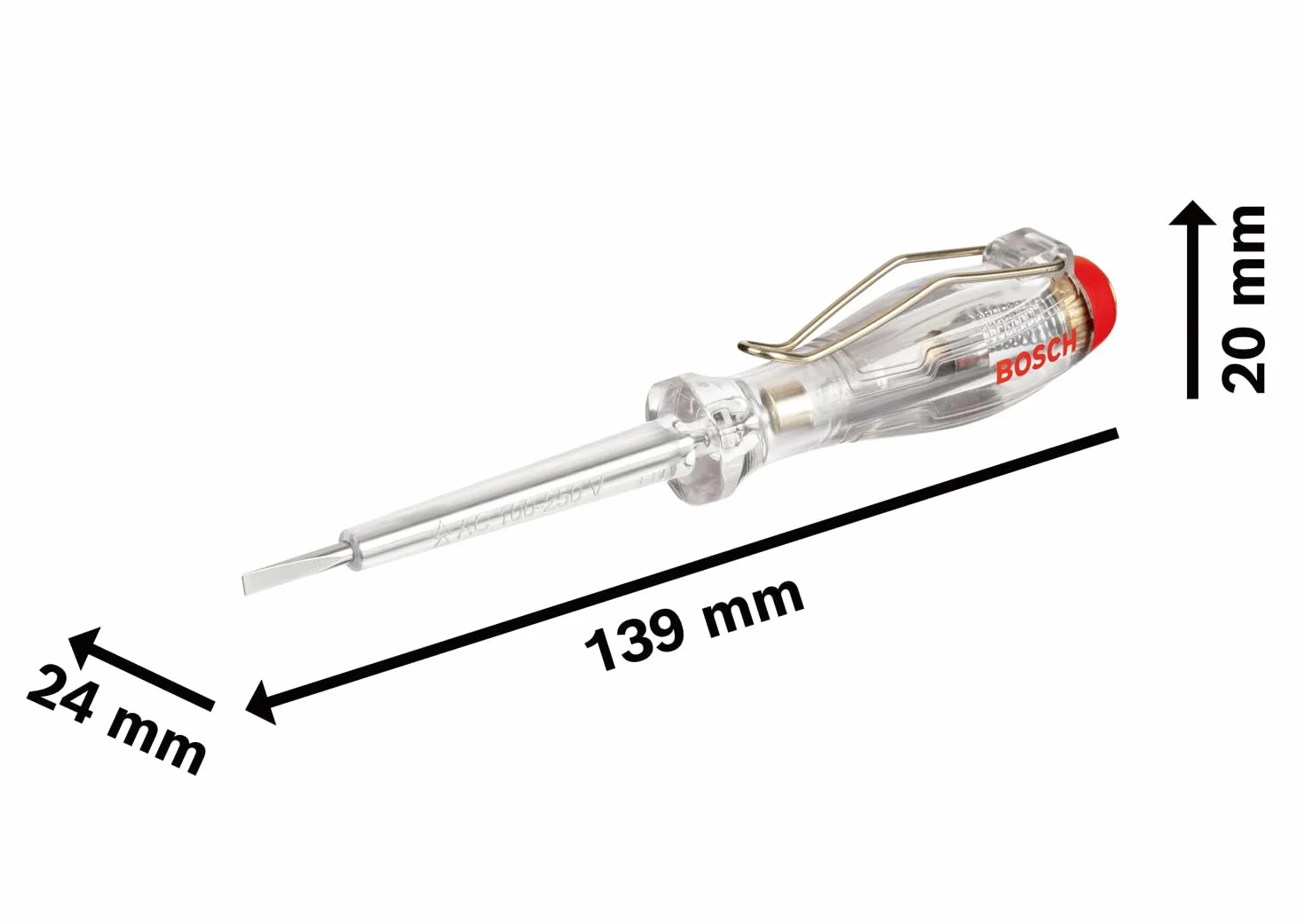 Bosch Professional: jednobiegunowy próbnik fazowy (SL 3 x 65, zakres wykrywania napięcia 120 V – 250 V AC)