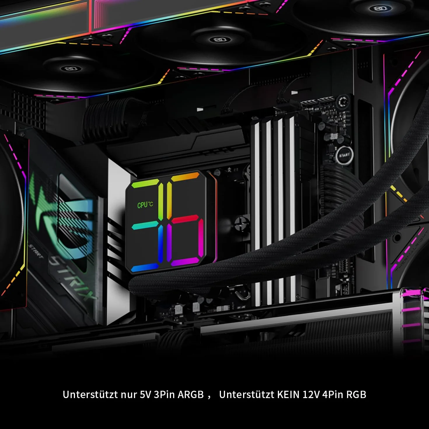 Thermalright Magic Qube 360 ARGB Black chłodnica cieczy CPU, 360mm Aio CPU,trzy wentylatory TL-M12Q PWM,cyfrowy wyświetlacz głowicy chłodnicy,do AM4/AM5,Intel LGA1851/1700/115X/1200