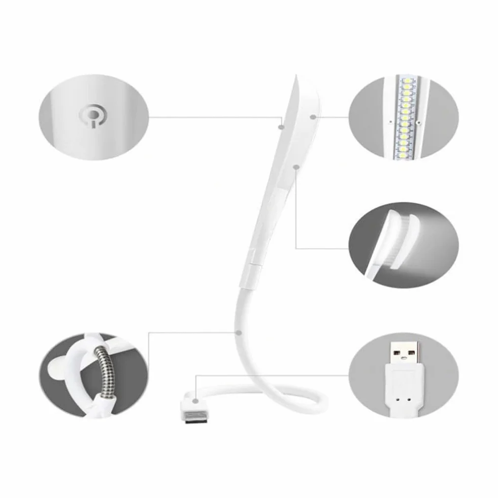 Cerioll Lampa USB LED ściemnialna do czytania 3-stopniowa regulacja jasności