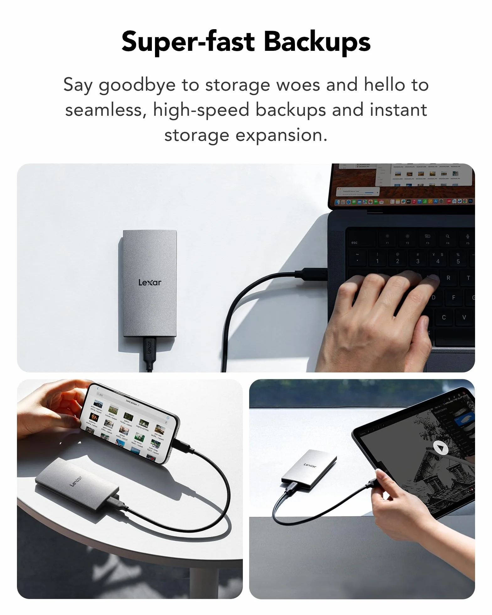 Lexar ES3 Dysk SSD Zewnętrzny 1TB, USB3.2 Gen2, Przenośny dysk SSD, do 1050 MB/s odczytu, 1000 MB/s zapisu, zewnętrzny dysk SSD Kompatybilny z serią iPhone16/Mac/PS5/Laptop/PC